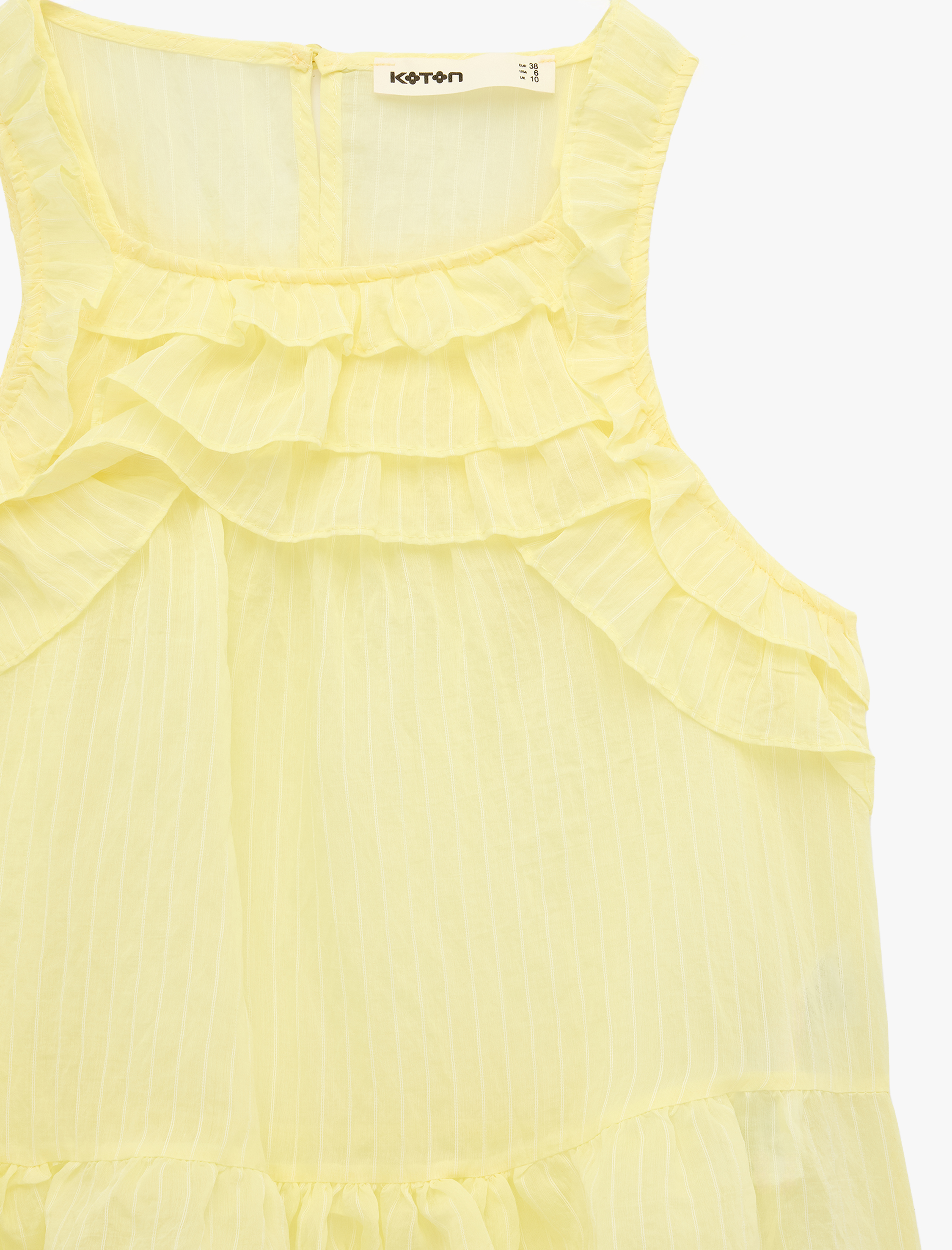   Bol Kalıp Kolsuz Fırfırlı Halter Yaka Bluz