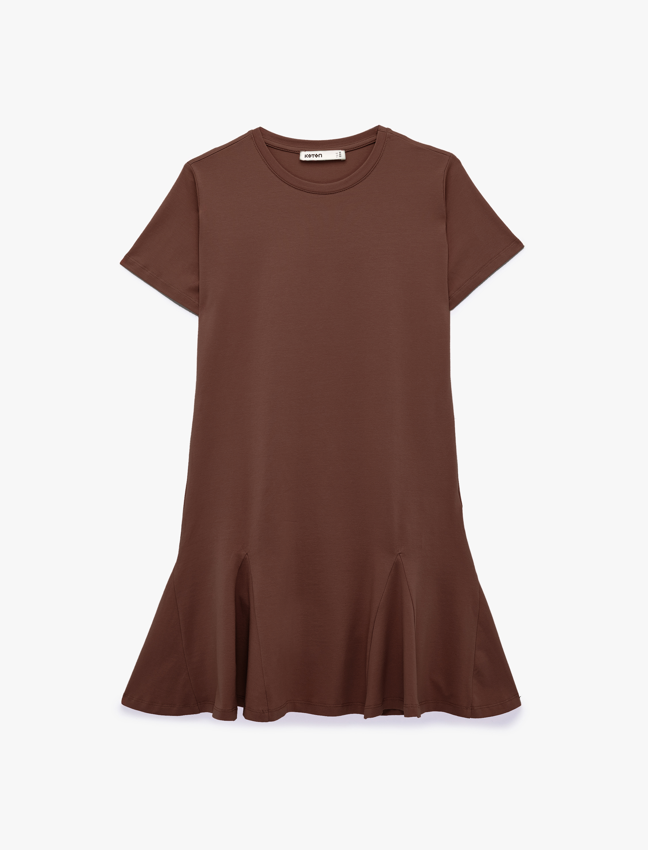   Pamuklu Slim Fit Bisiklet Yaka Kısa Kollu Volümlü Mini Tişört Elbise