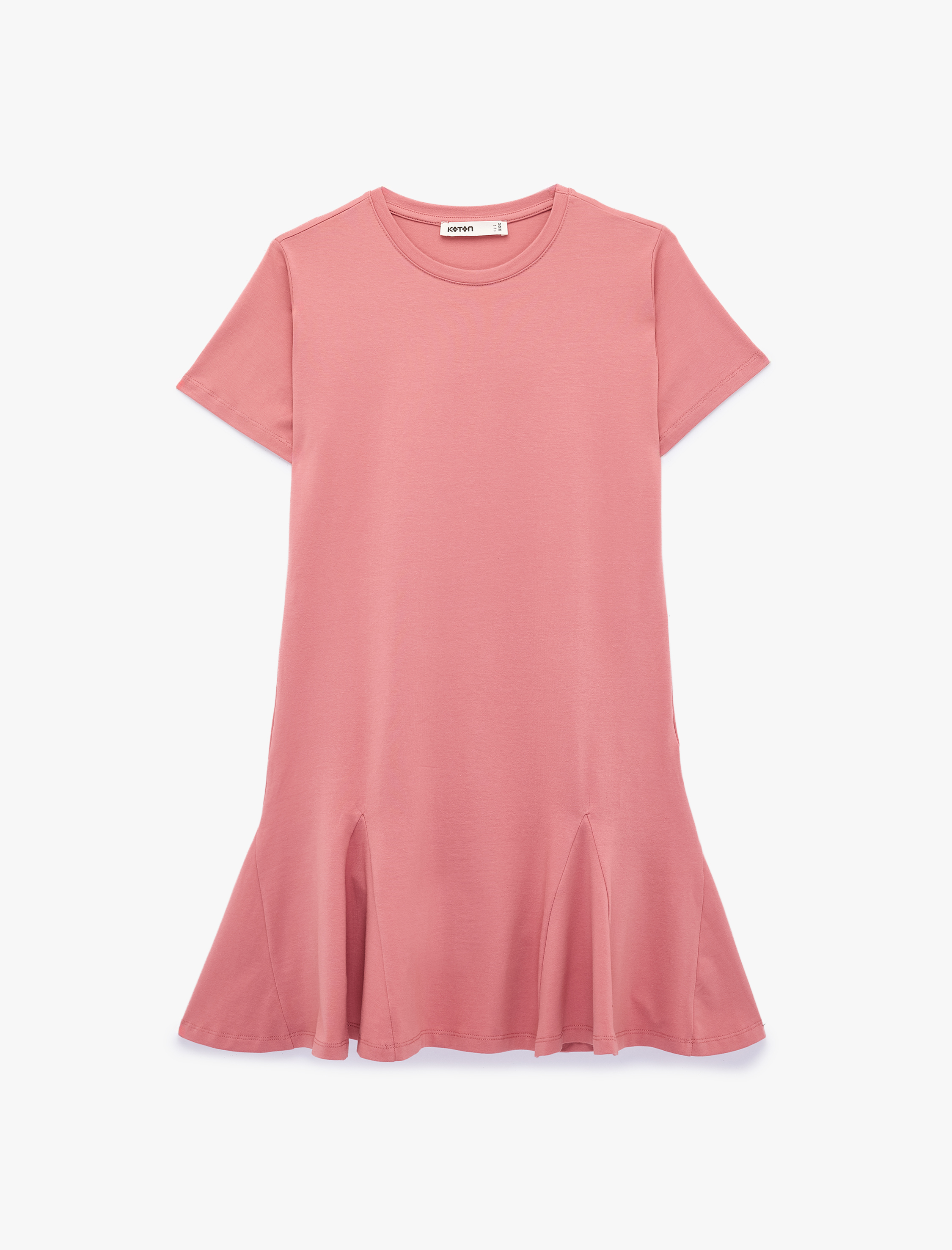   Pamuklu Slim Fit Bisiklet Yaka Kısa Kollu Volümlü Mini Tişört Elbise