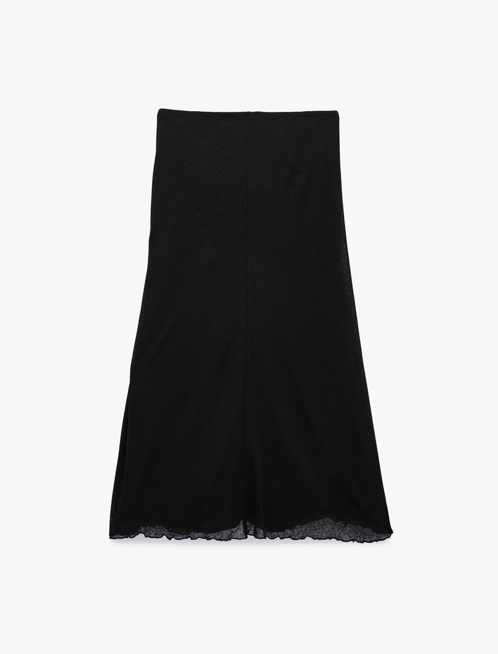  Slim Fit Büzgülü A Kesim Midi Etek