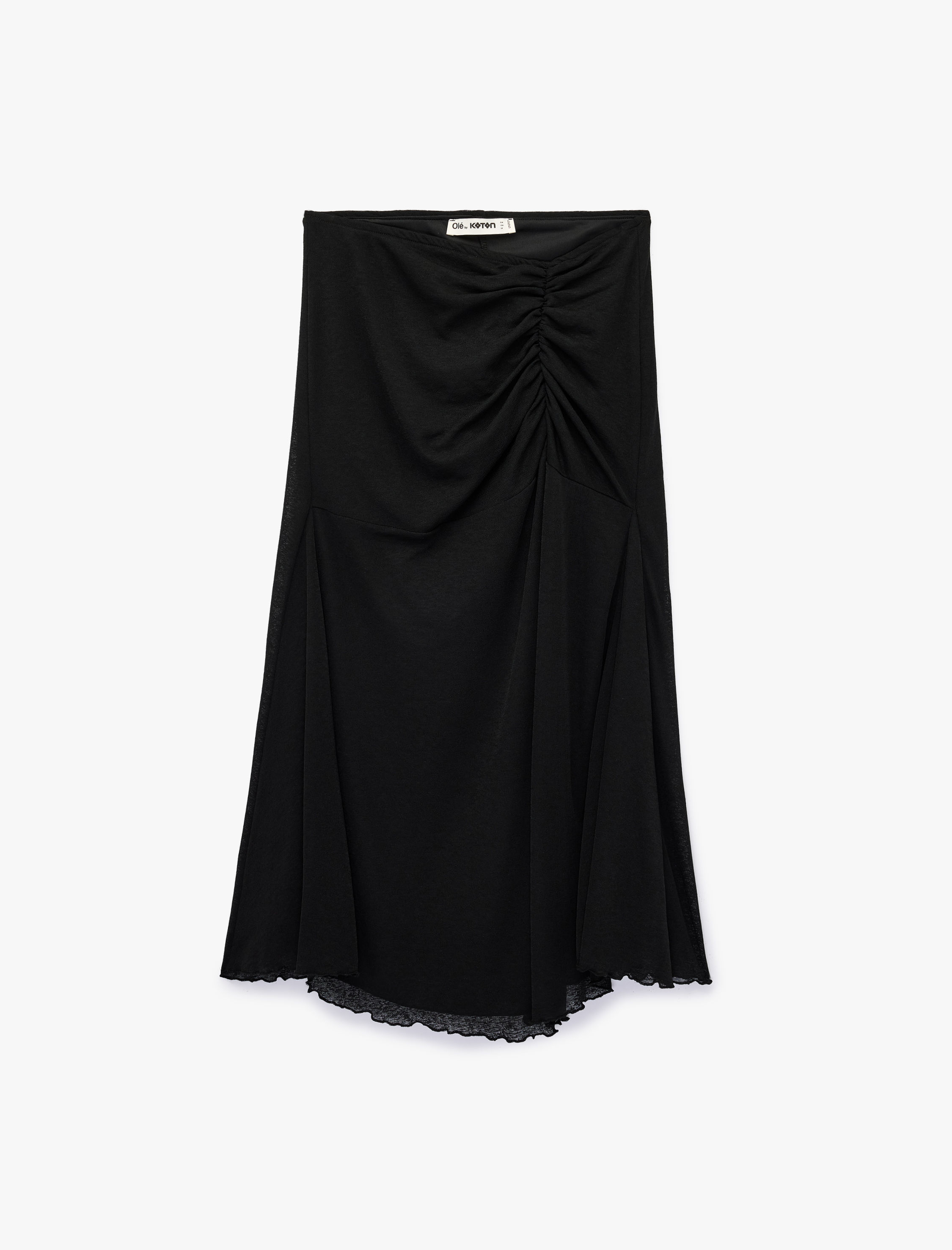   Slim Fit Büzgülü A Kesim Midi Etek