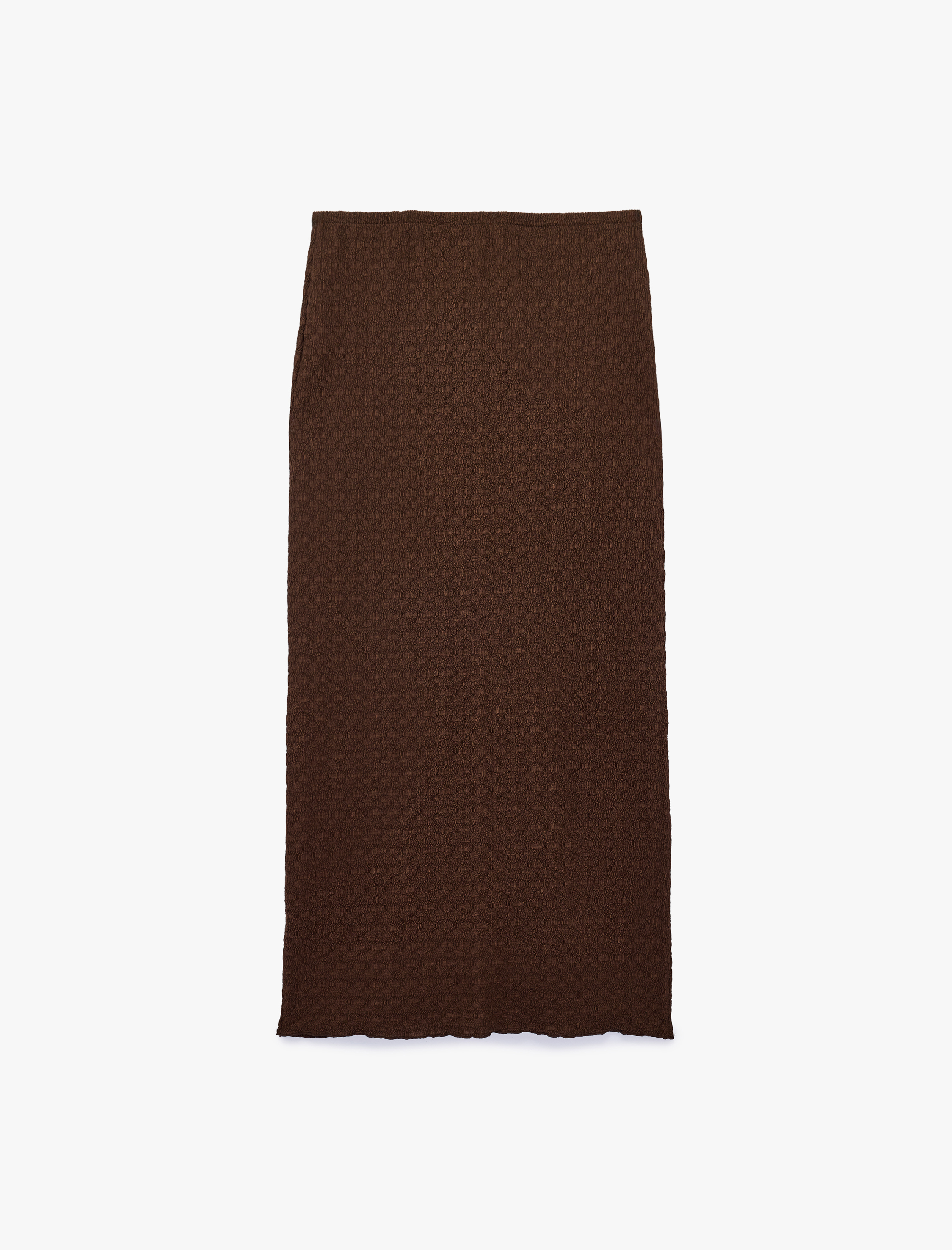   Bürümcük Kumaş Dokulu Slim Fit Midi Kalem Etek