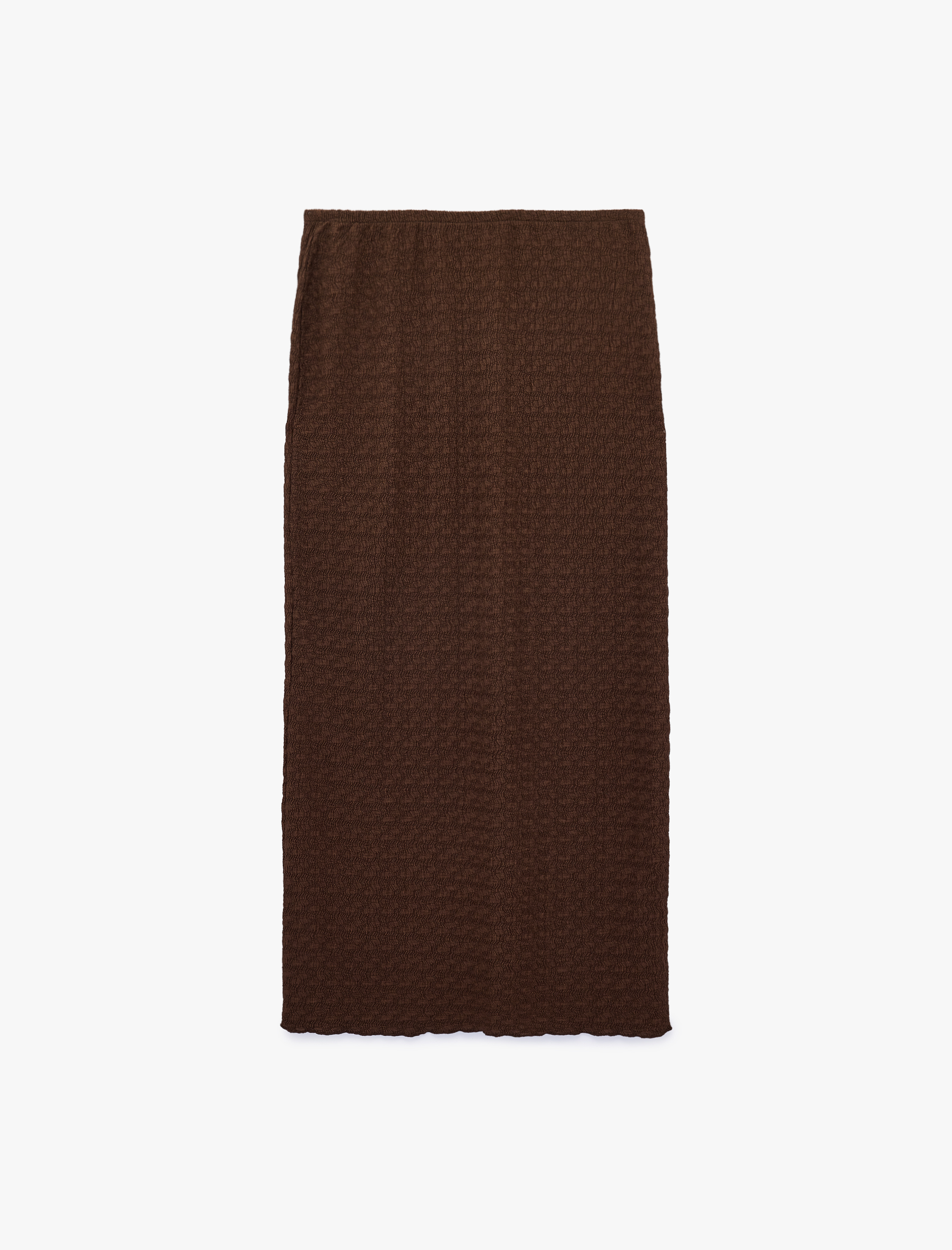   Bürümcük Kumaş Dokulu Slim Fit Midi Kalem Etek
