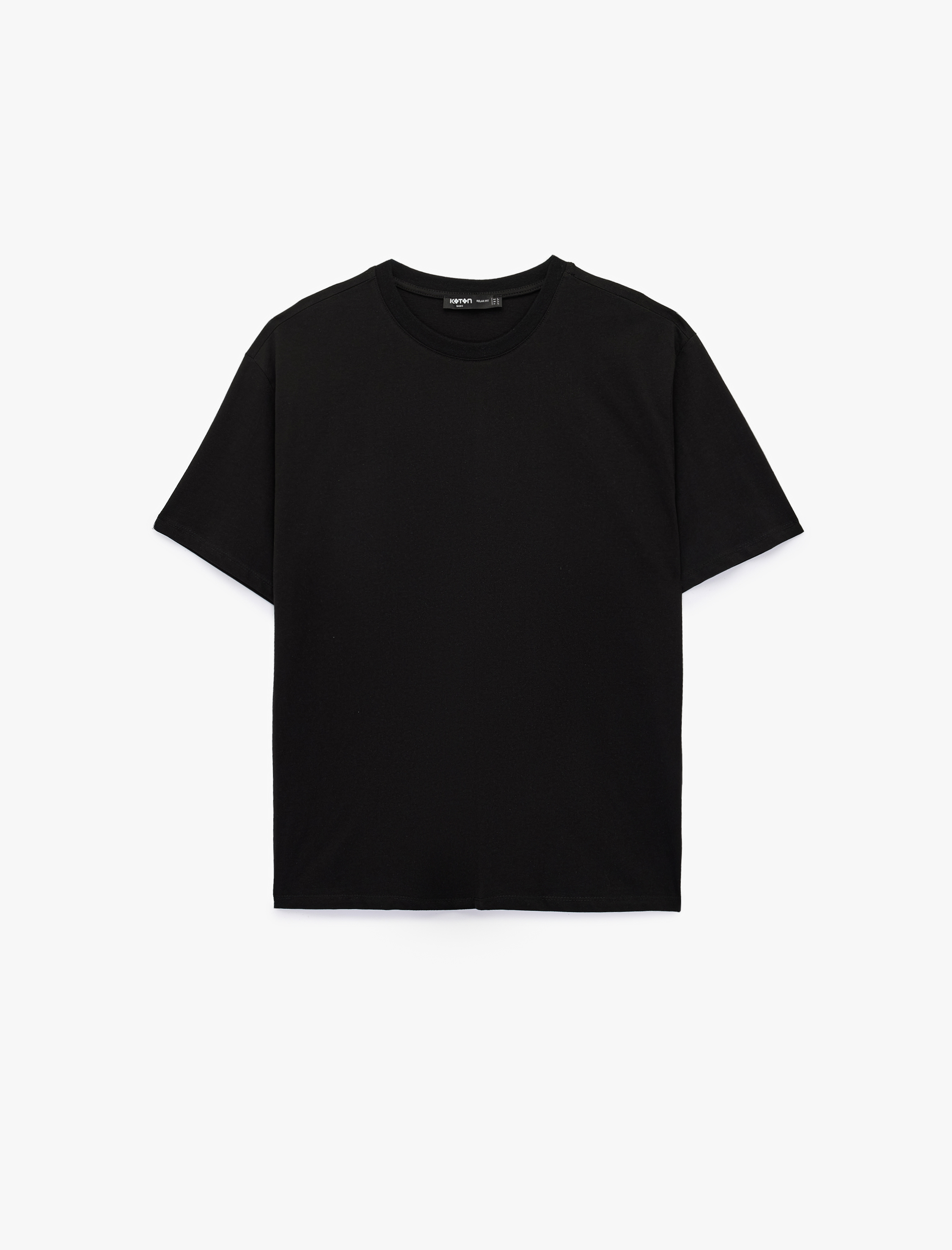   Pamuklu Bisiklet Yaka Kısa Kollu Basic Oversize Tişört