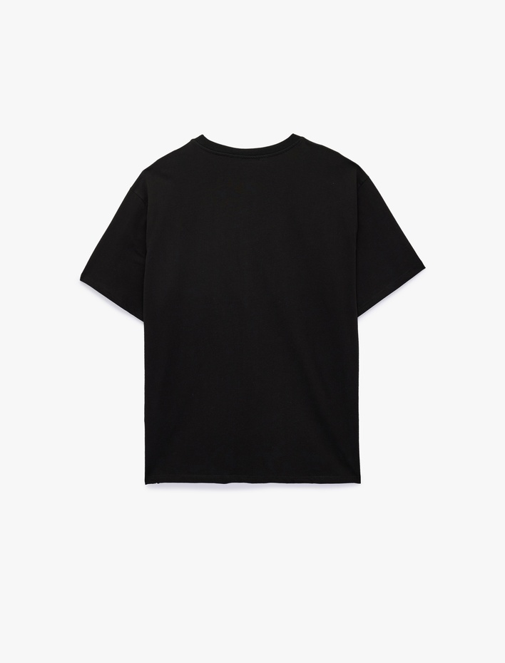  Pamuklu Bisiklet Yaka Kısa Kollu Basic Oversize Tişört
