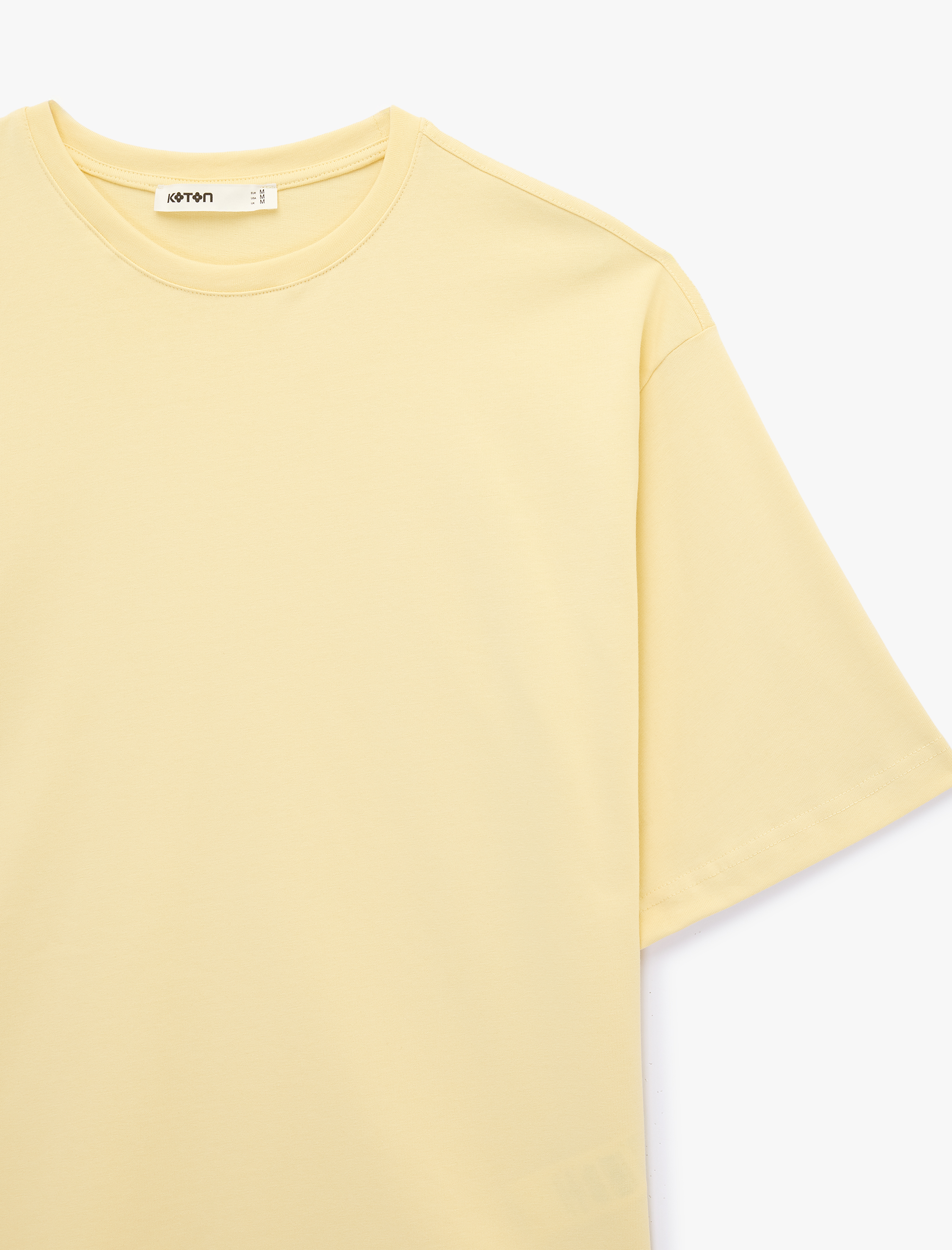   Pamuklu Kısa Kollu Bisiklet Yaka Oversize Basic Tişört