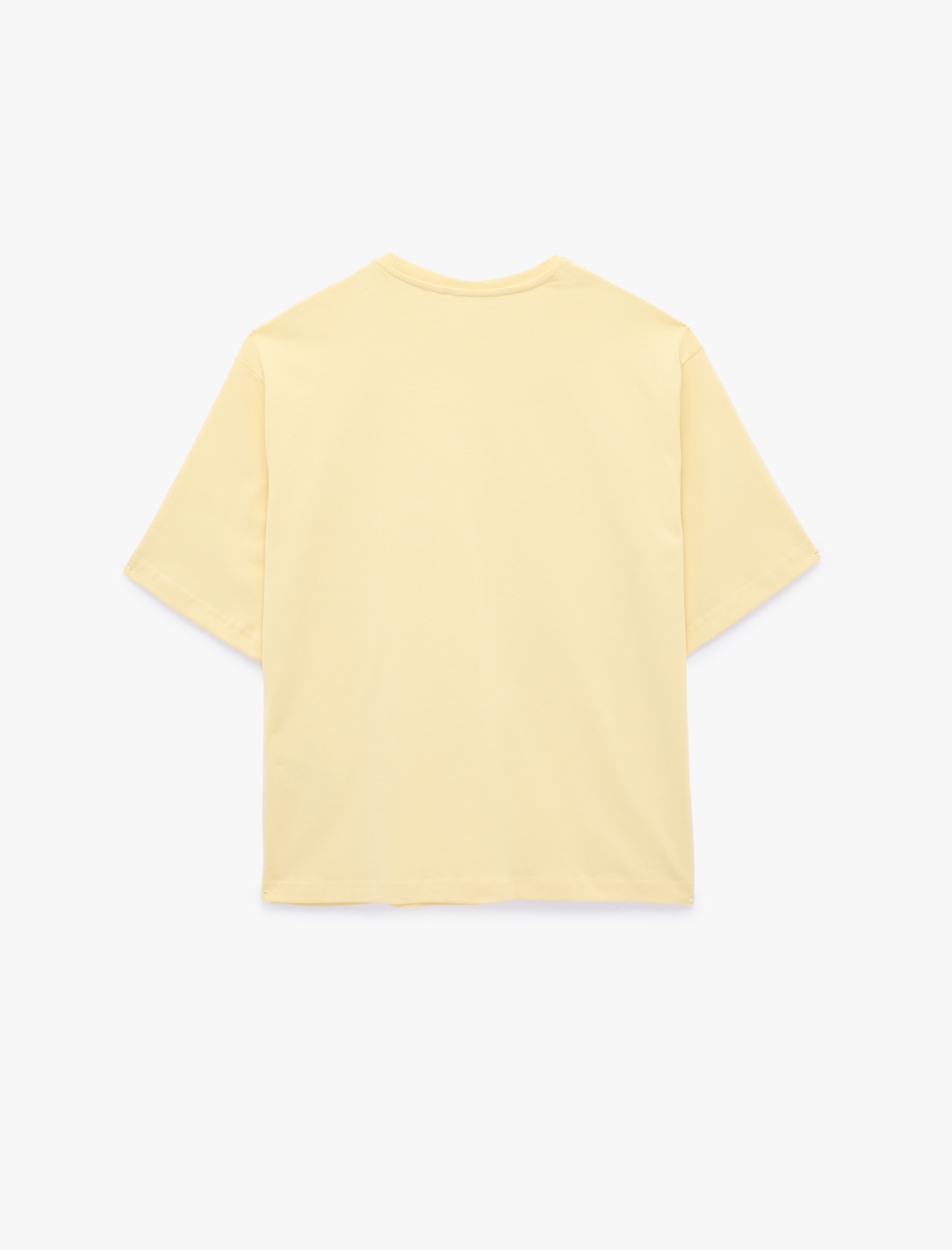   Pamuklu Kısa Kollu Bisiklet Yaka Oversize Basic Tişört