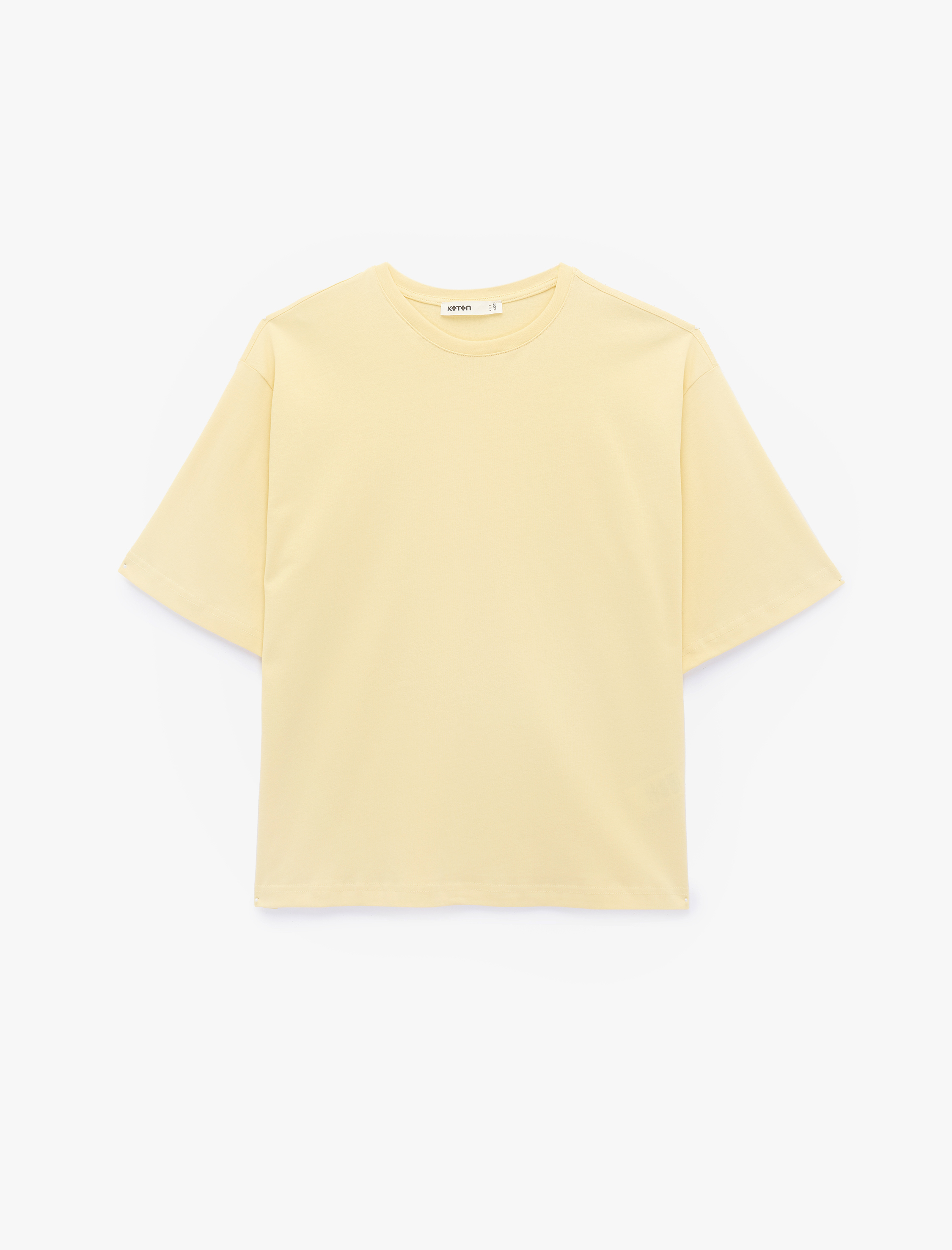   Pamuklu Kısa Kollu Bisiklet Yaka Oversize Basic Tişört