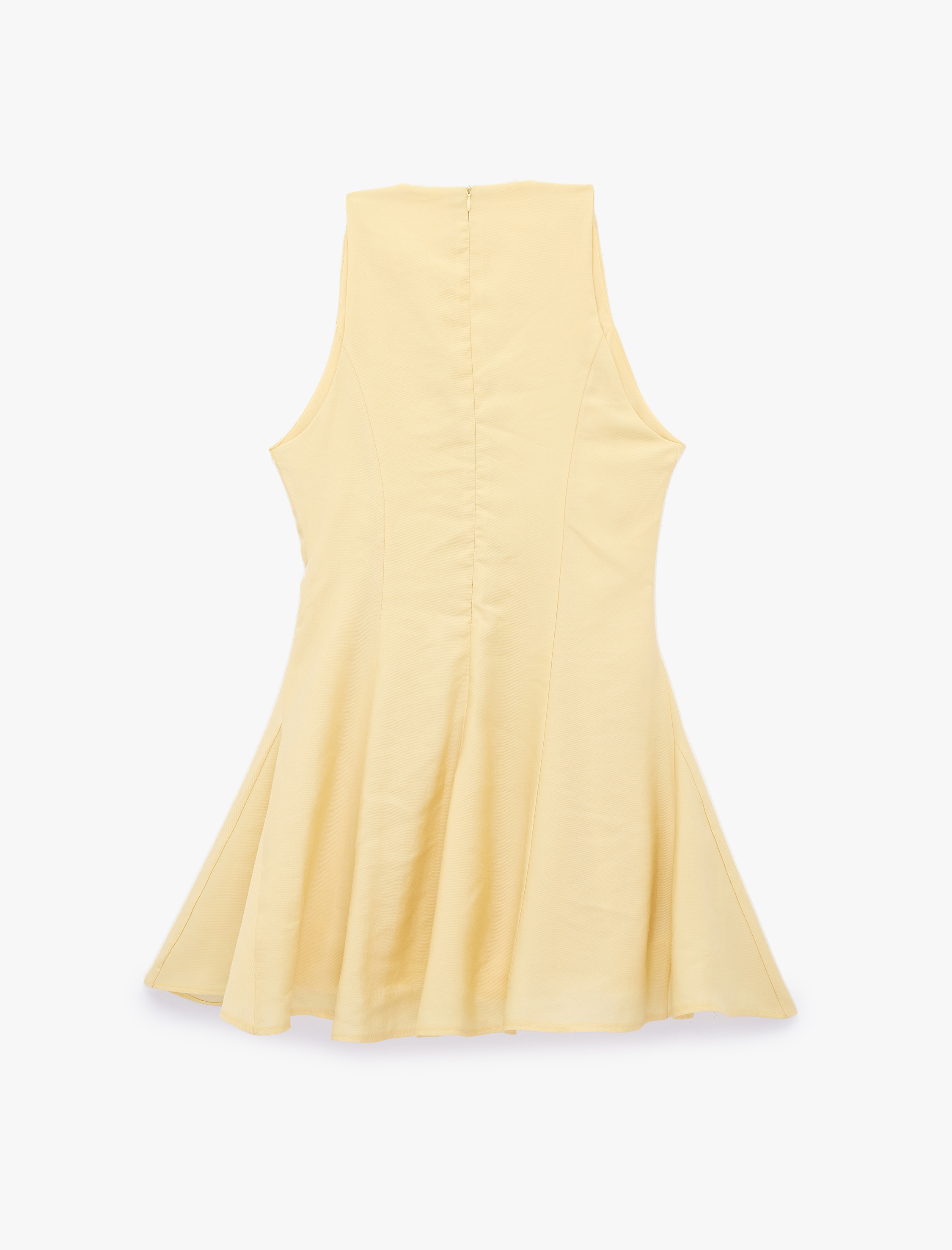   Slim Fit V Yaka Kolsuz Volanlı Mini A Kesim Elbise
