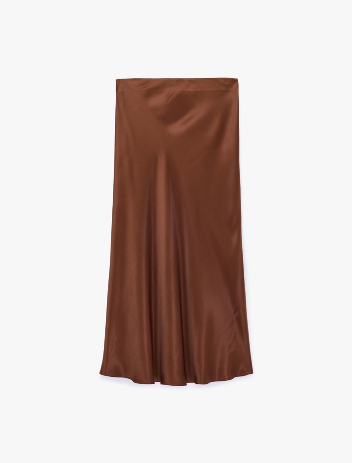  Balık Kesim Midi Saten Etek