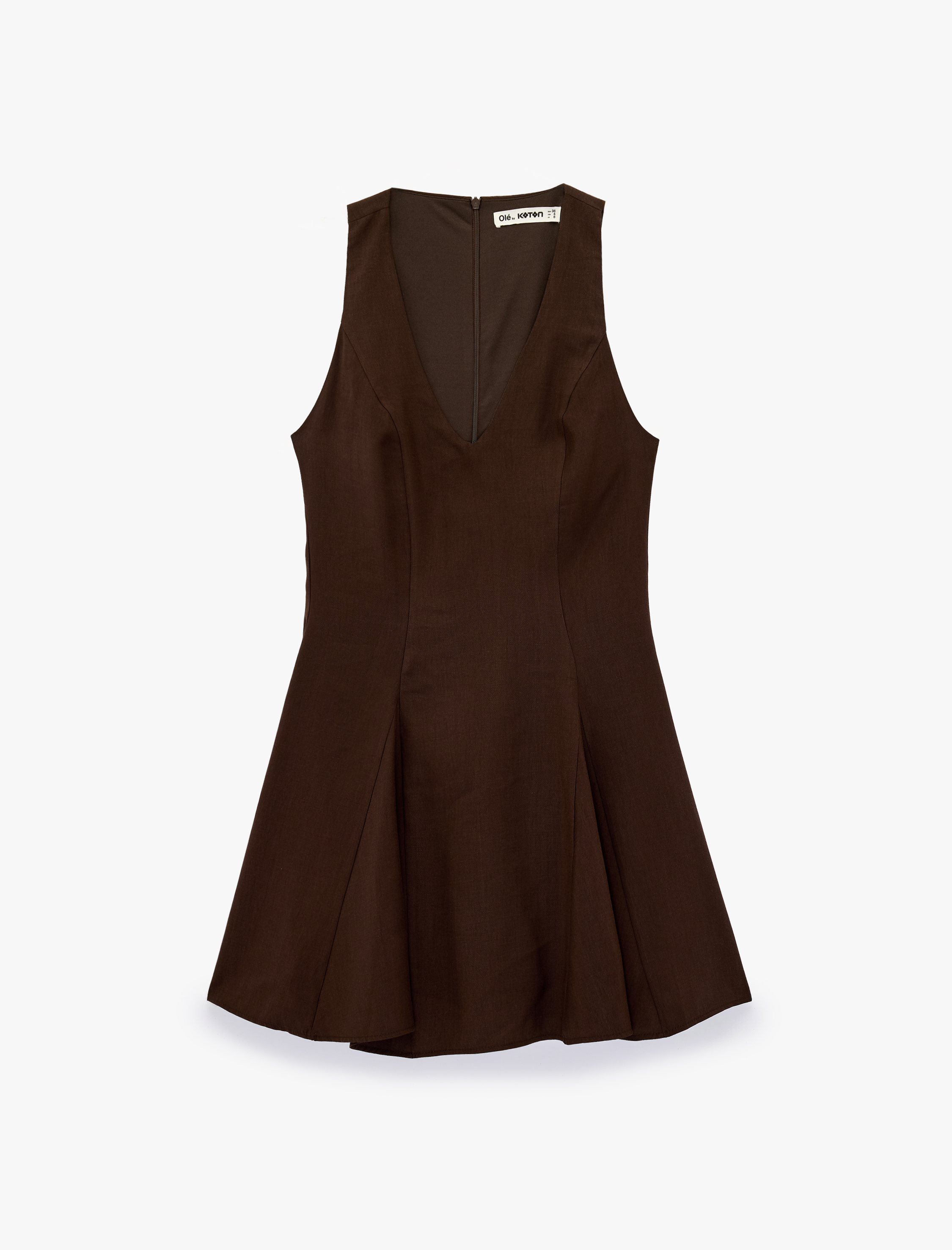   Slim Fit V Yaka Kolsuz Volanlı Mini A Kesim Elbise