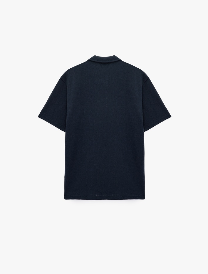  Regular Fit Kısa Kollu Düğmeli Polo Yaka Basic Tişört