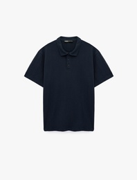 Regular Fit Kısa Kollu Düğmeli Polo Yaka Basic Tişört