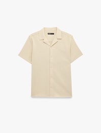 Pamuklu Regular Fit Düğmeli Devrik Yaka Kısa Kollu Gömlek