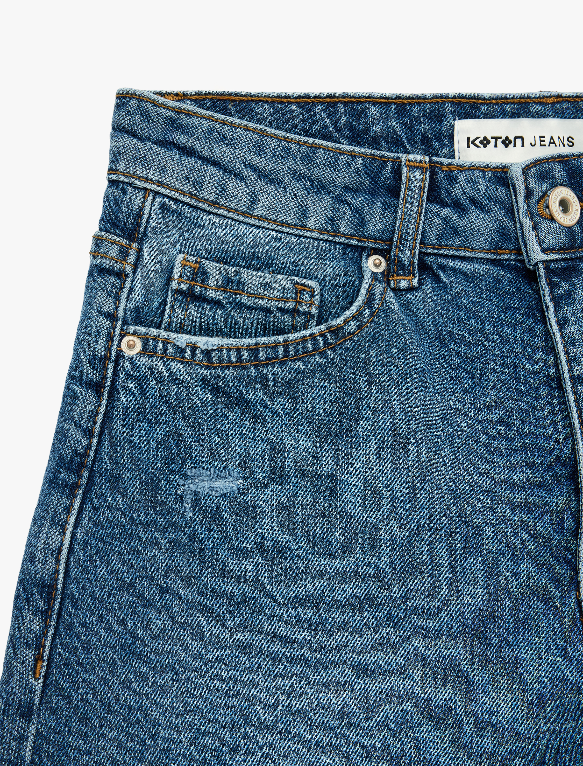   Pamuklu Yüksek Bel Slim Fit Duble Paça Mini Denim Şort