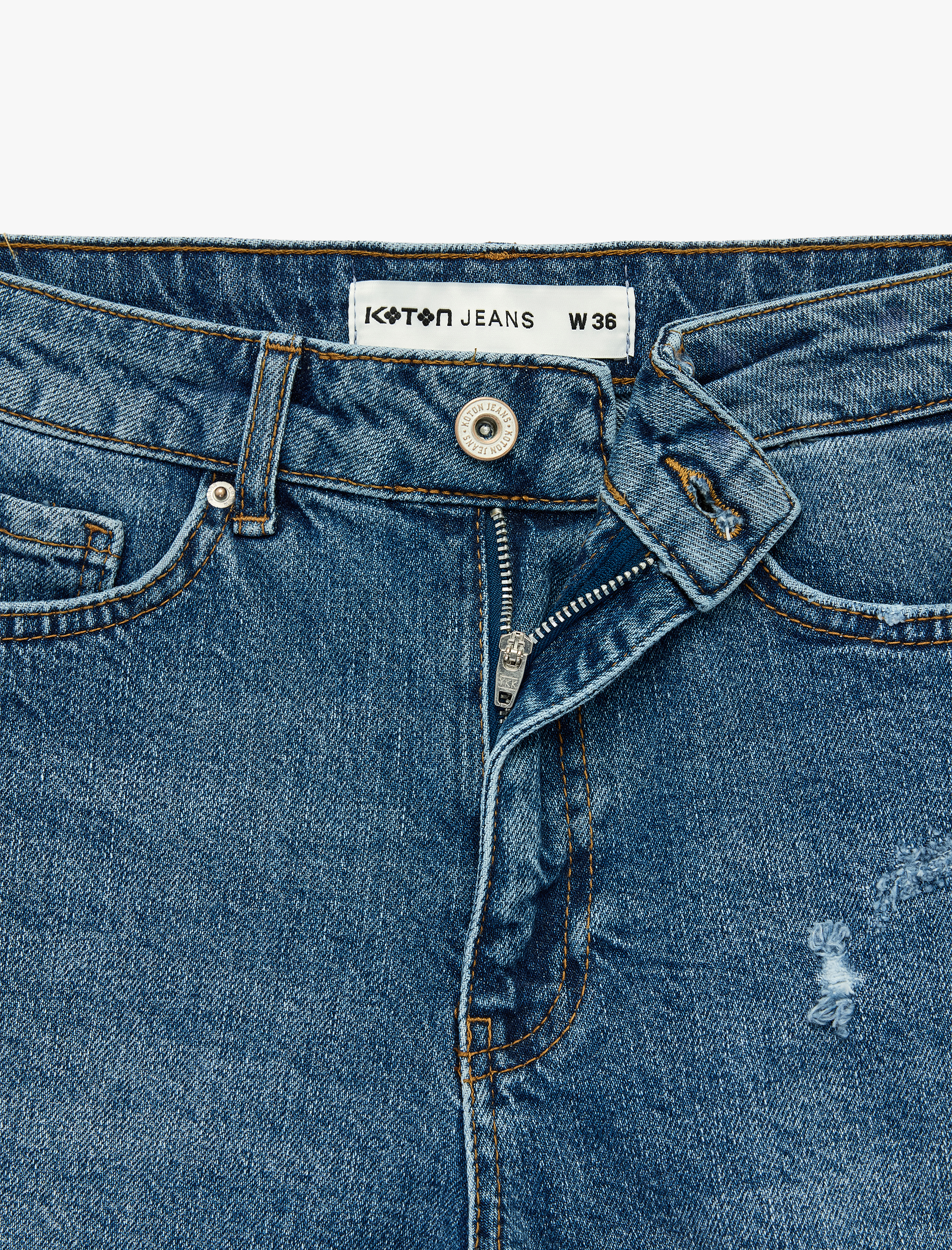   Pamuklu Yüksek Bel Slim Fit Duble Paça Mini Denim Şort