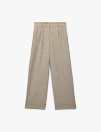 Rahat Kalıp Cep Detaylı Yüksek Bel Palazzo Pantolon