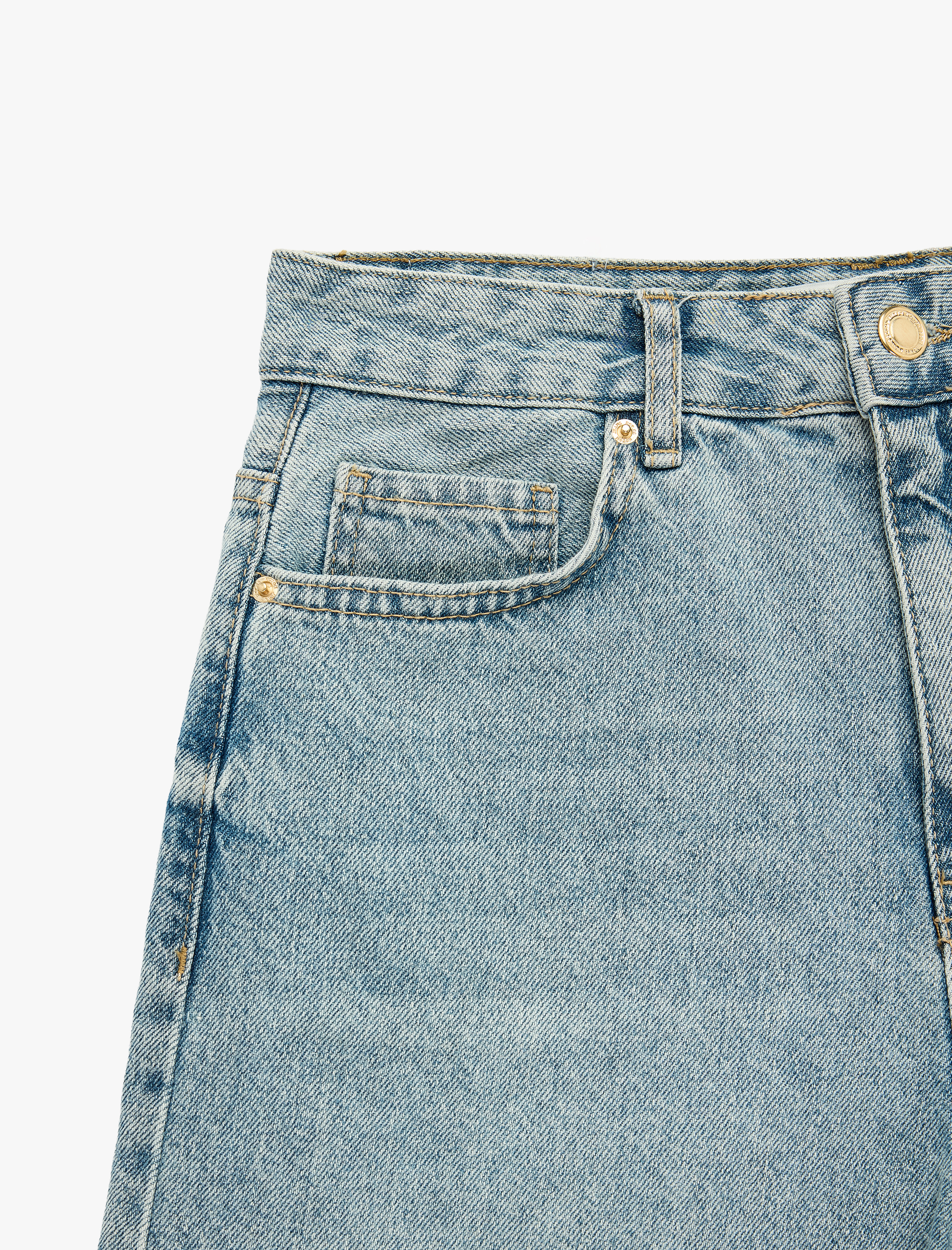   Pamuklu Rahat Kalıp Duble Paça Mini Denim Şort