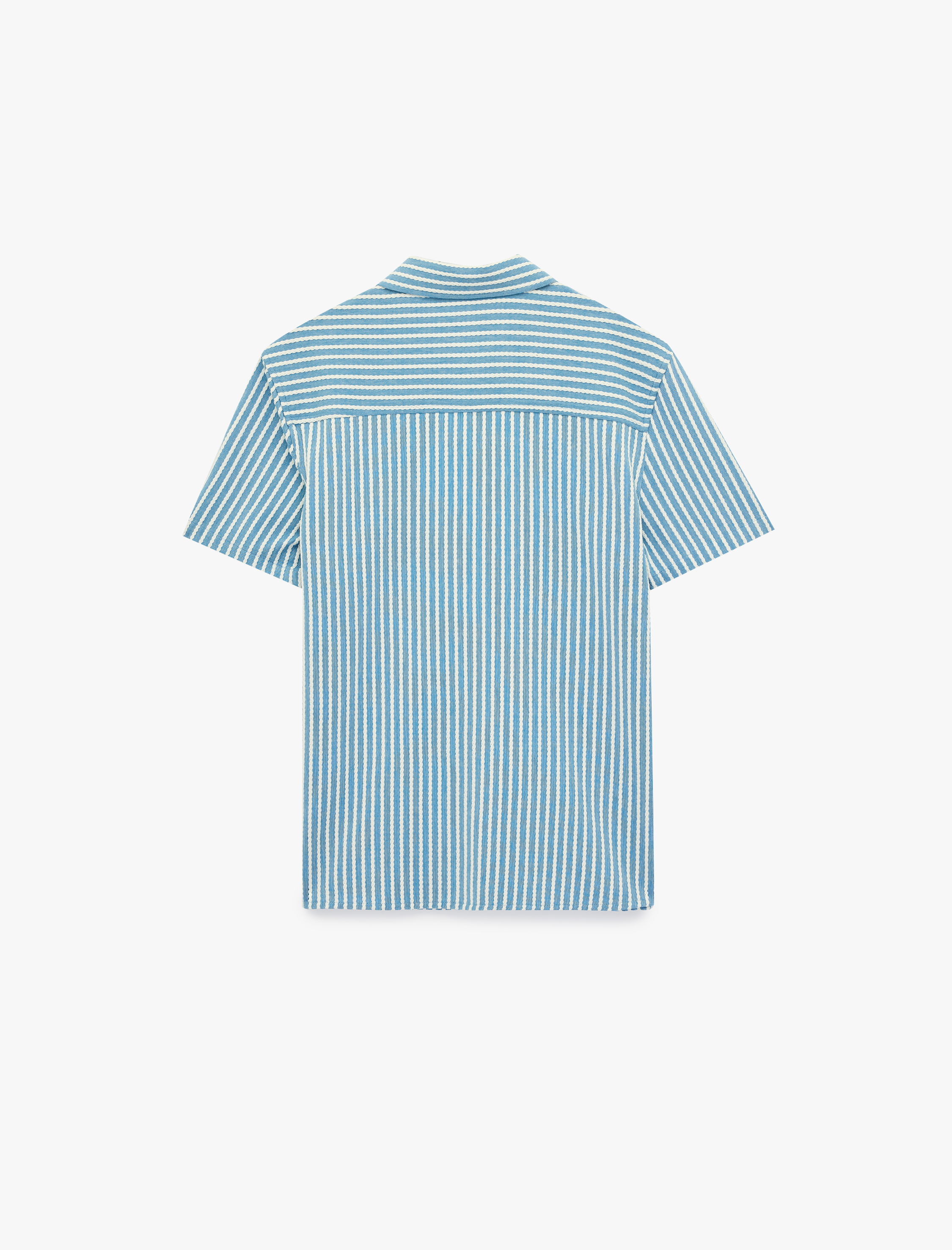   Regular Fit Kısa Kollu Klasik Yaka Çizgili Gömlek