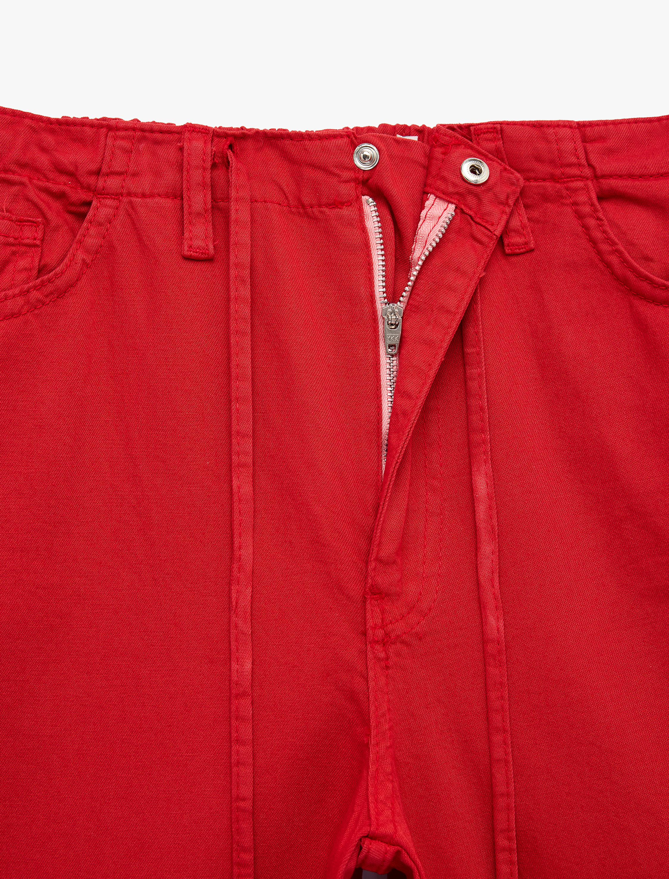   Pamuklu Cep Detaylı Beli Bağcıklı Bol Pantolon - Loose Straight Fit Jean