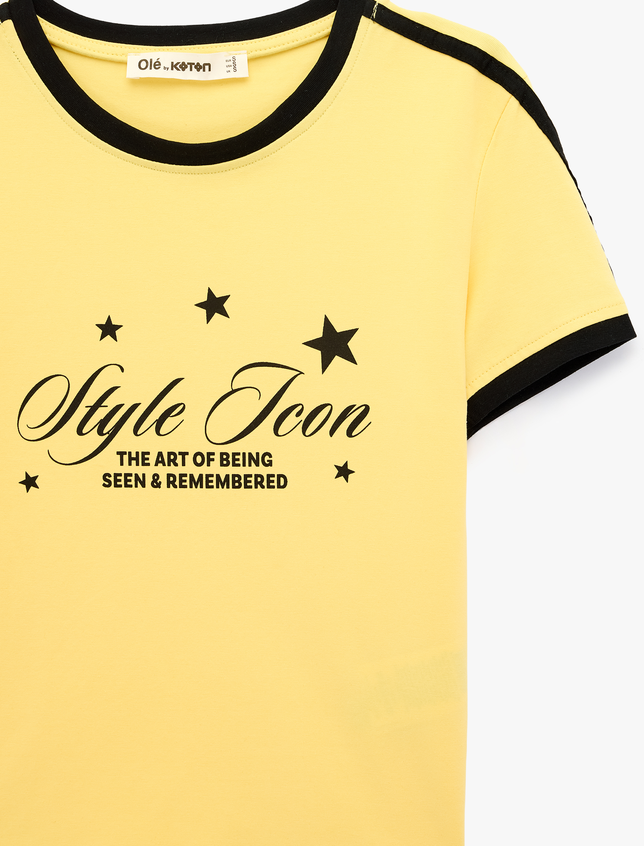   Slim Fit Biyeli Baskılı Pamuklu Bisiklet Yaka Kısa Kollu Tişört