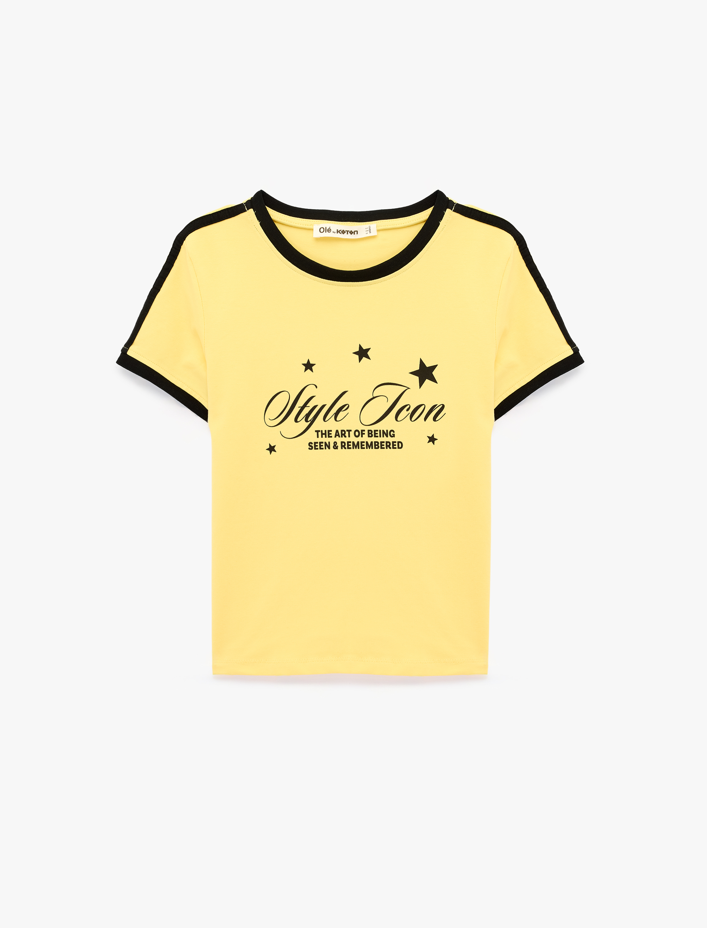   Slim Fit Biyeli Baskılı Pamuklu Bisiklet Yaka Kısa Kollu Tişört