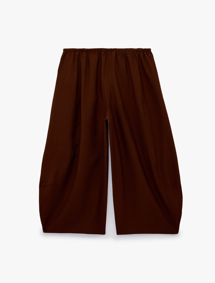  Modal Kumaş Beli Bağcıklı Balon Fit Cepli Şalvar Pantolon