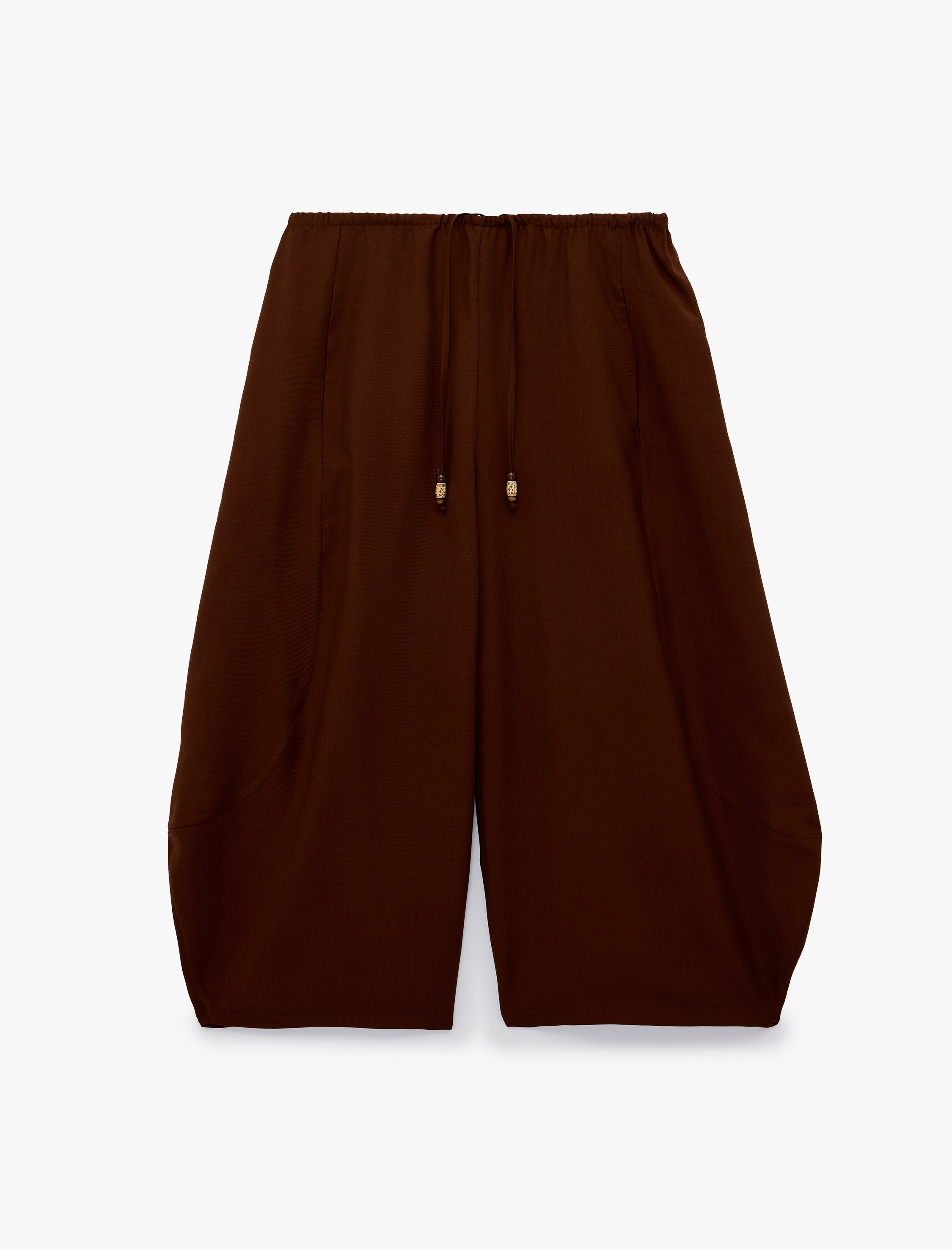   Modal Kumaş Beli Bağcıklı Balon Fit Cepli Şalvar Pantolon
