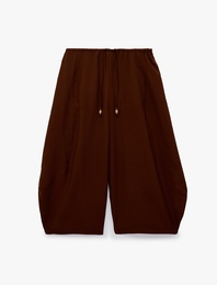 Modal Kumaş Beli Bağcıklı Balon Fit Cepli Şalvar Pantolon