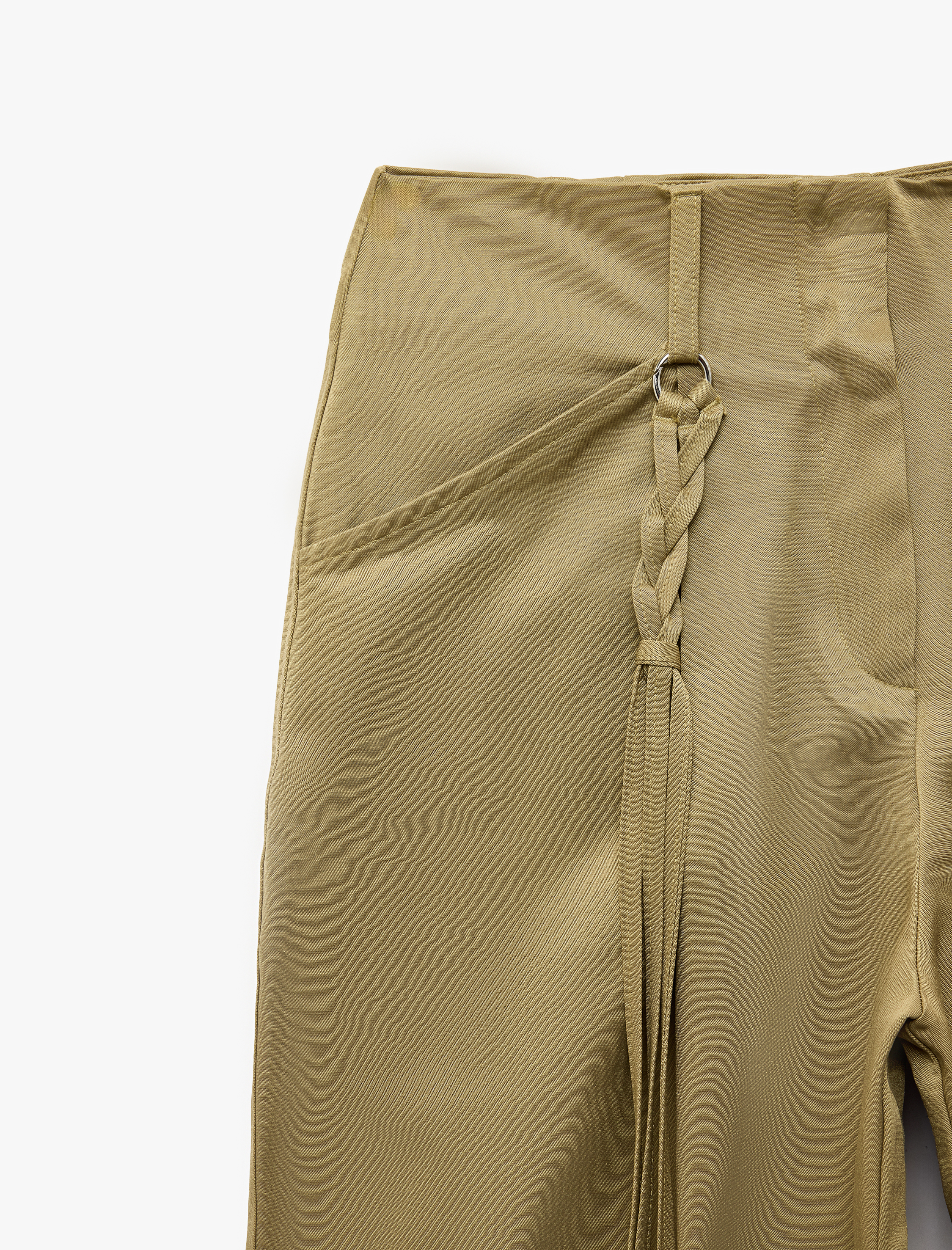   Yüksek Bel Püsküllü Düz Paça Cepli Barrel Pantolon