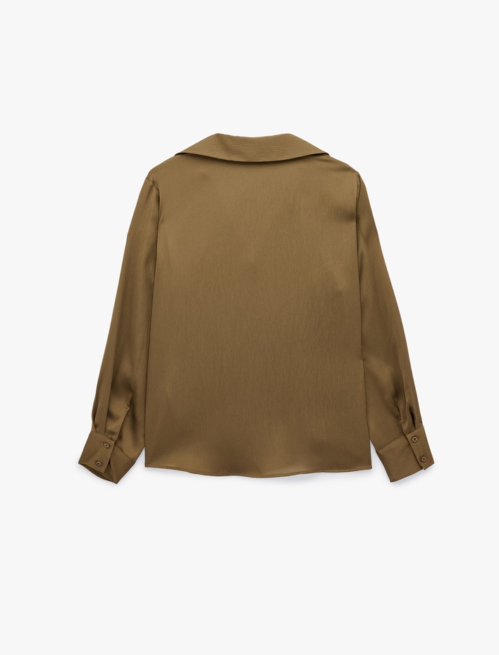  Regular Fit Uzun Kollu Klasik Yaka Saten Gömlek