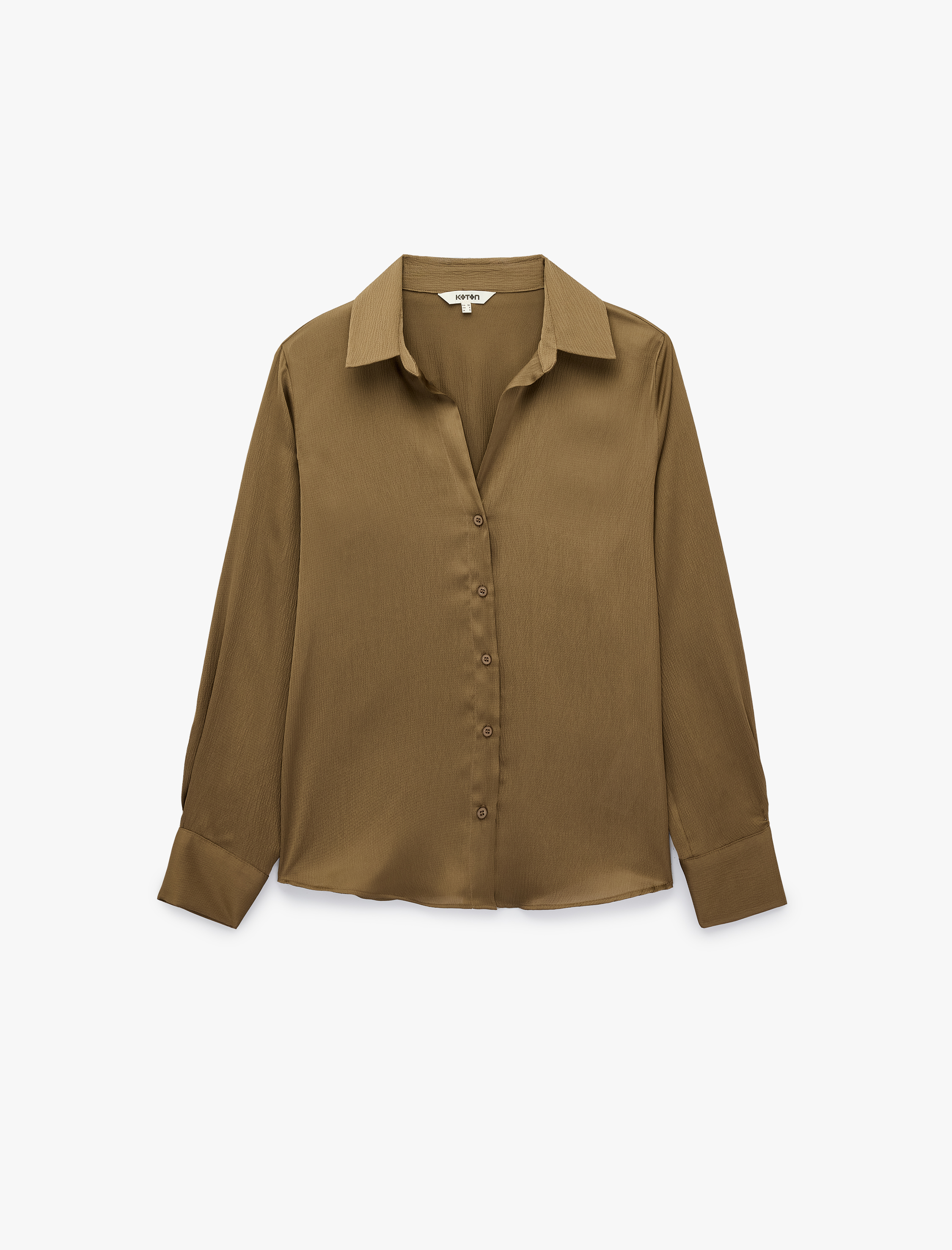   Regular Fit Uzun Kollu Klasik Yaka Saten Gömlek