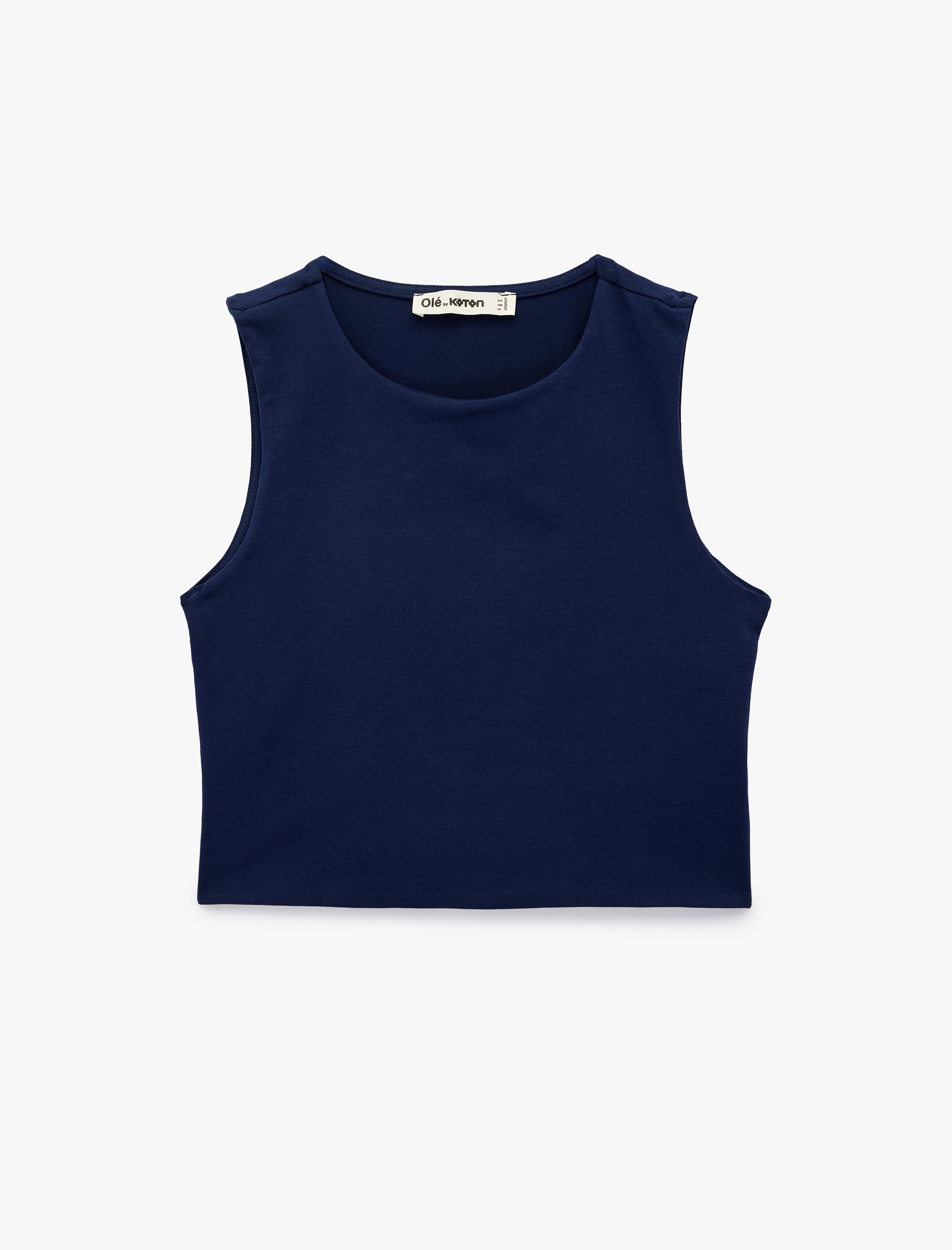   Kolsuz Bisiklet Yaka Slim Fit Crop Bluz