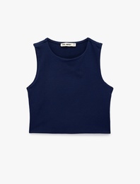 Kolsuz Bisiklet Yaka Slim Fit Crop Bluz