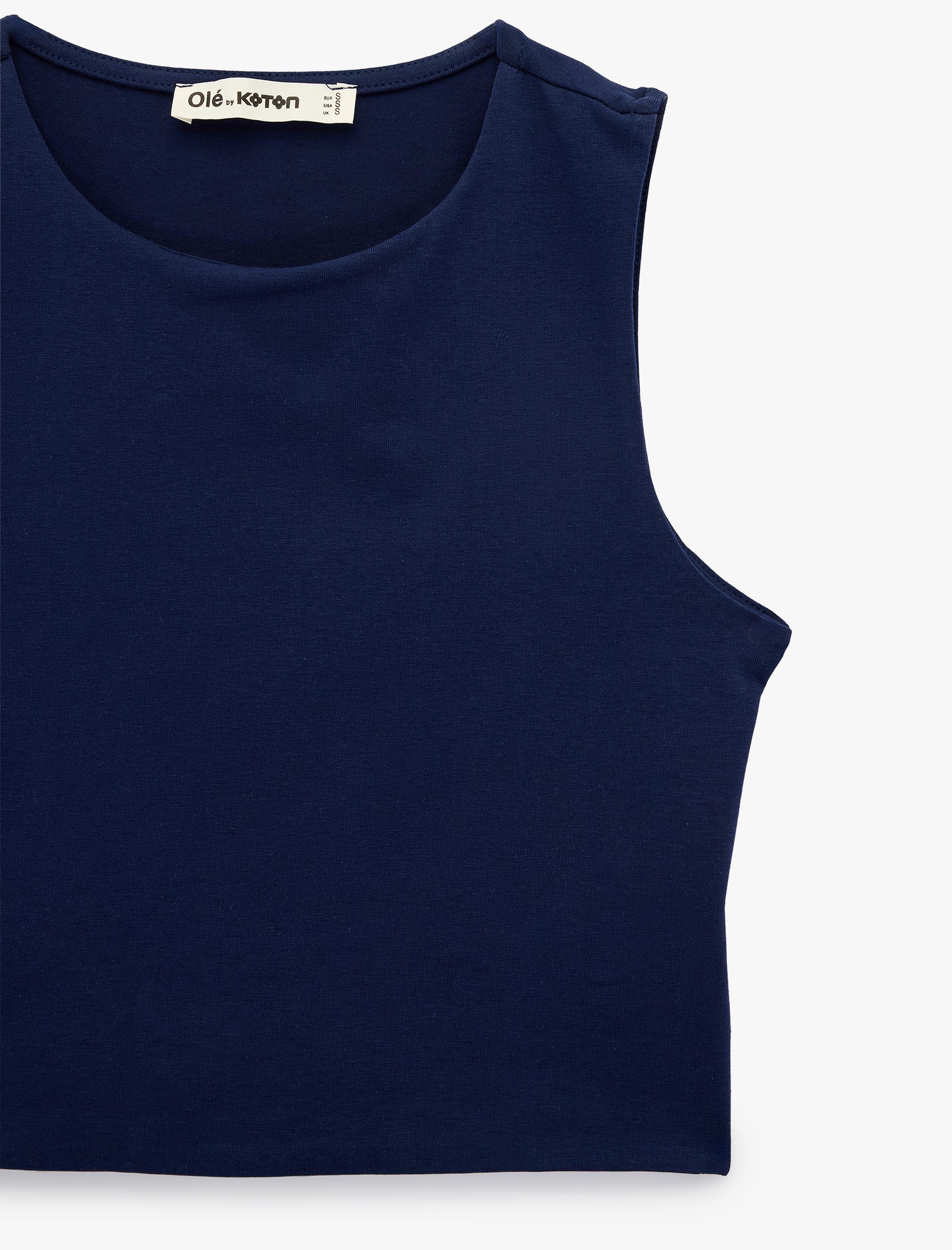   Kolsuz Bisiklet Yaka Slim Fit Crop Bluz