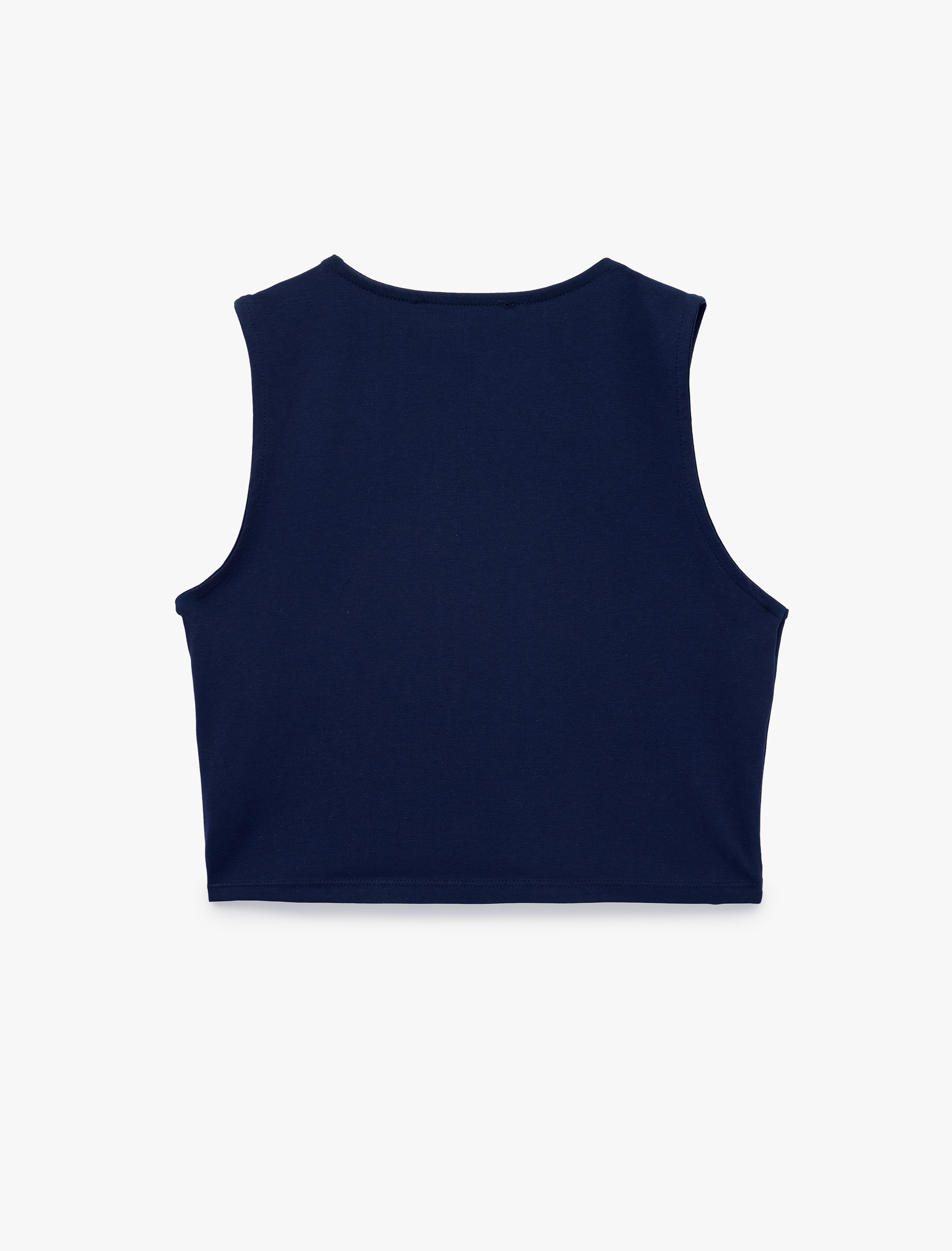   Kolsuz Bisiklet Yaka Slim Fit Crop Bluz