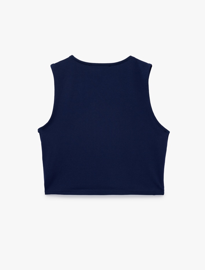  Kolsuz Bisiklet Yaka Slim Fit Crop Bluz