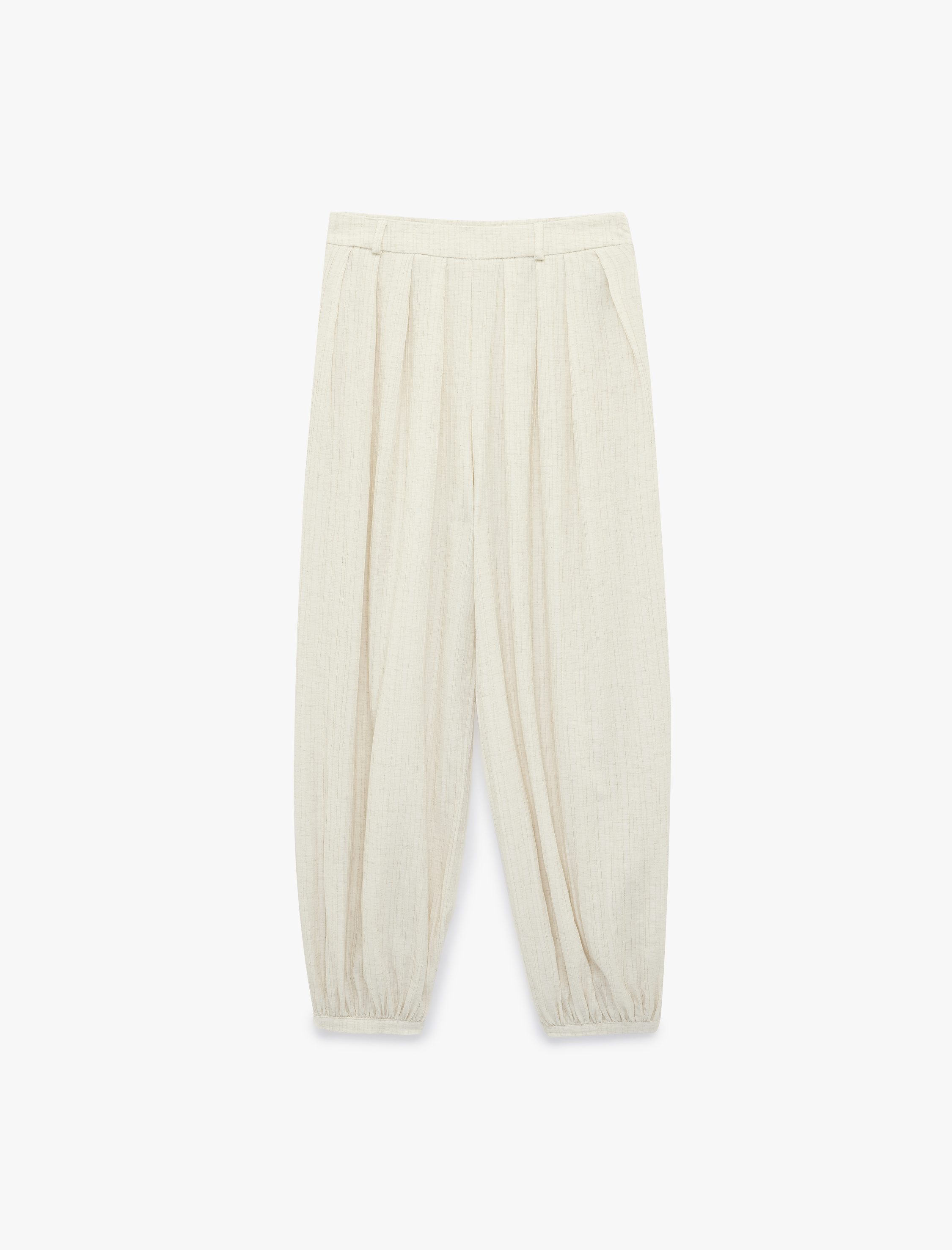   Dokulu Dökümlü Kumaş Cepli Pileli Harem Pantolon