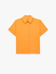 Viskon Salda Kumaş Regular Fit Klasik Yaka Kısa Kollu Gömlek