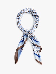 Geometrik Desenli Saten Kare Fular