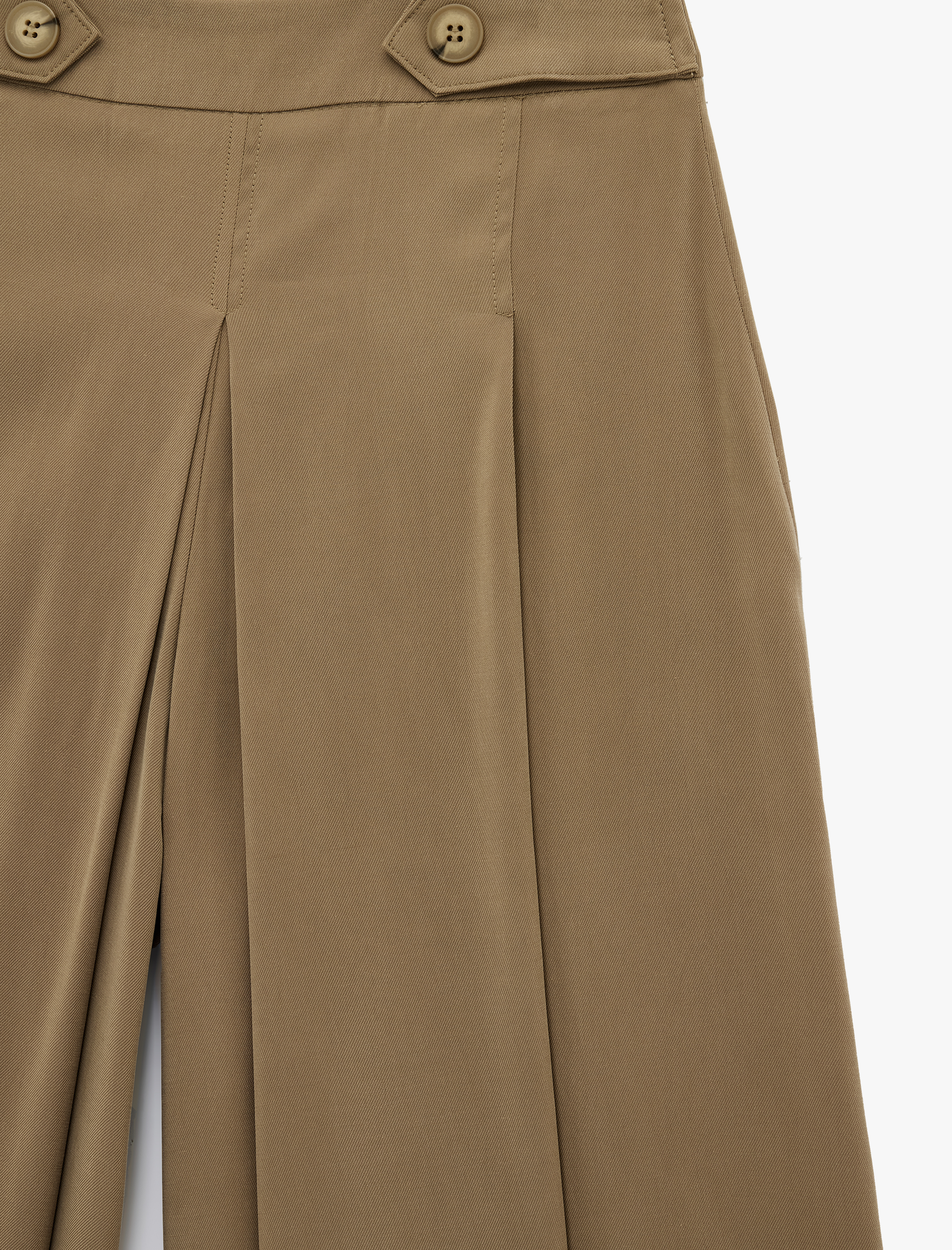   Viskon Cupro Kumaş Pileli Bermuda Pantolon