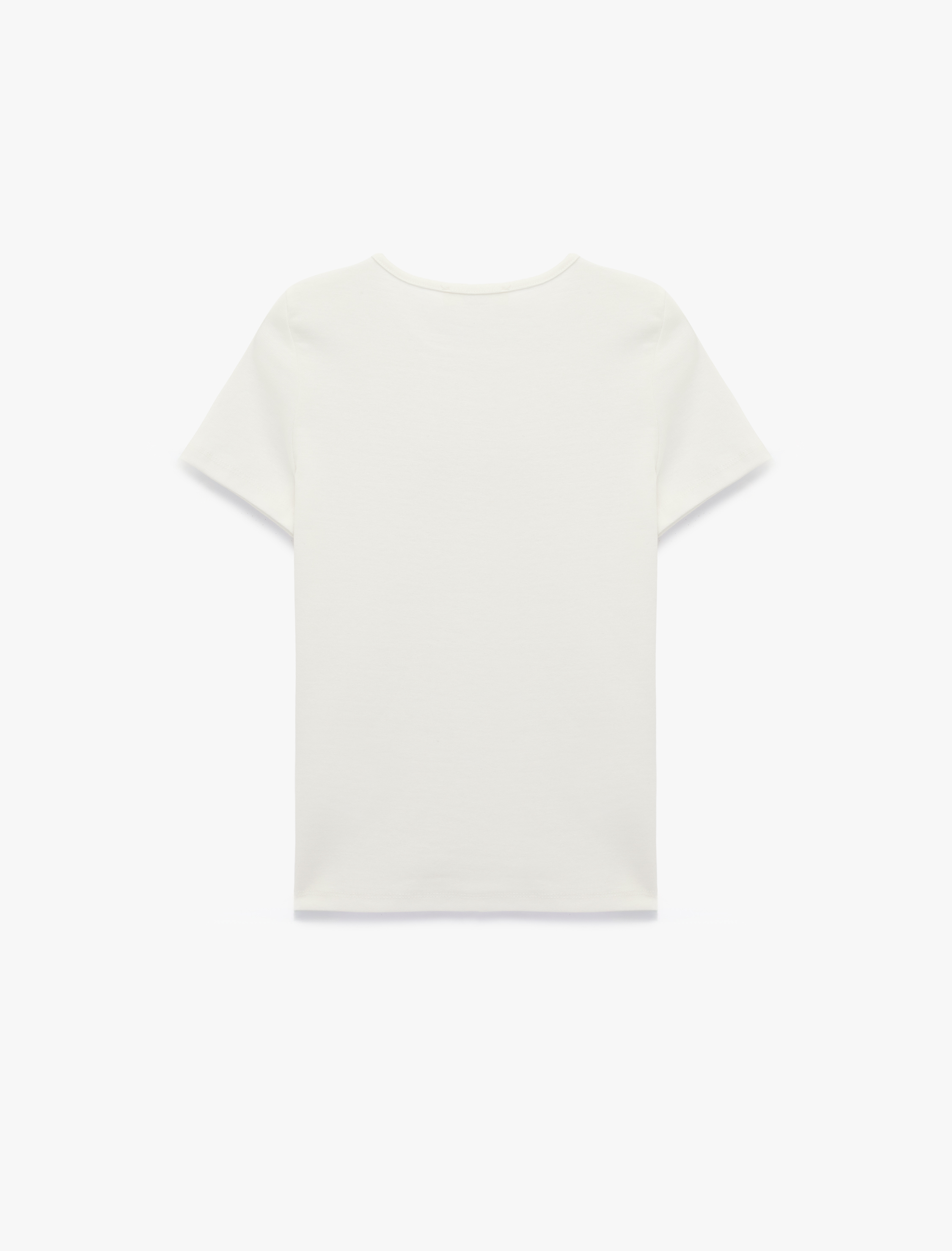   Pamuklu Slim Fit Kısa Kollu Taş Detaylı Baskılı Bisiklet Yaka Tişört