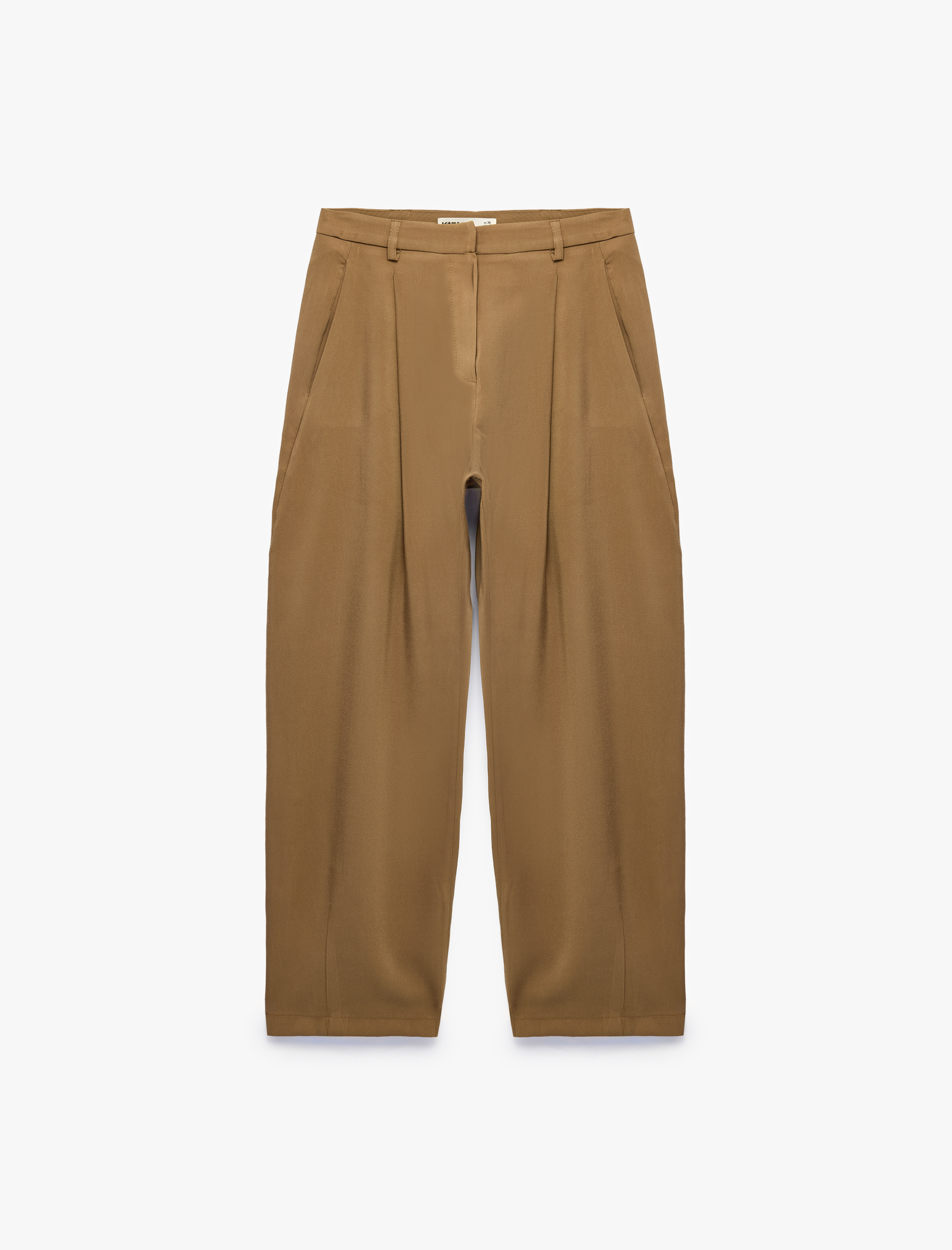   Viskon Cupro Kumaş Cepli Pile Detaylı Havuç Pantolon