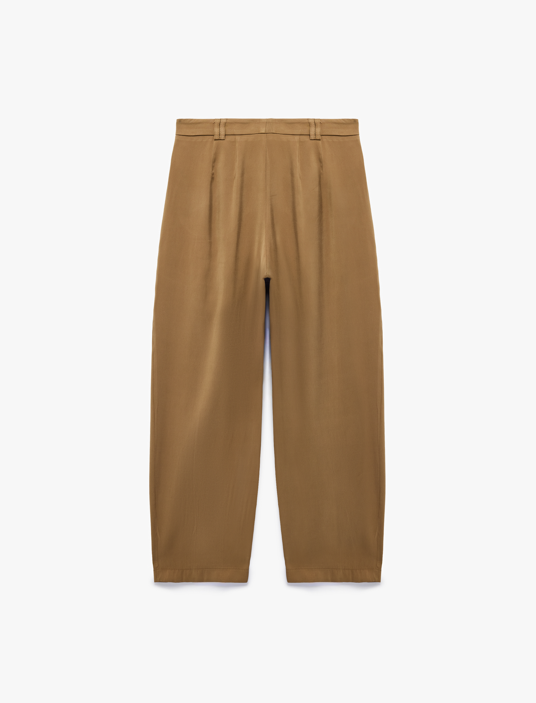   Viskon Cupro Kumaş Cepli Pile Detaylı Havuç Pantolon