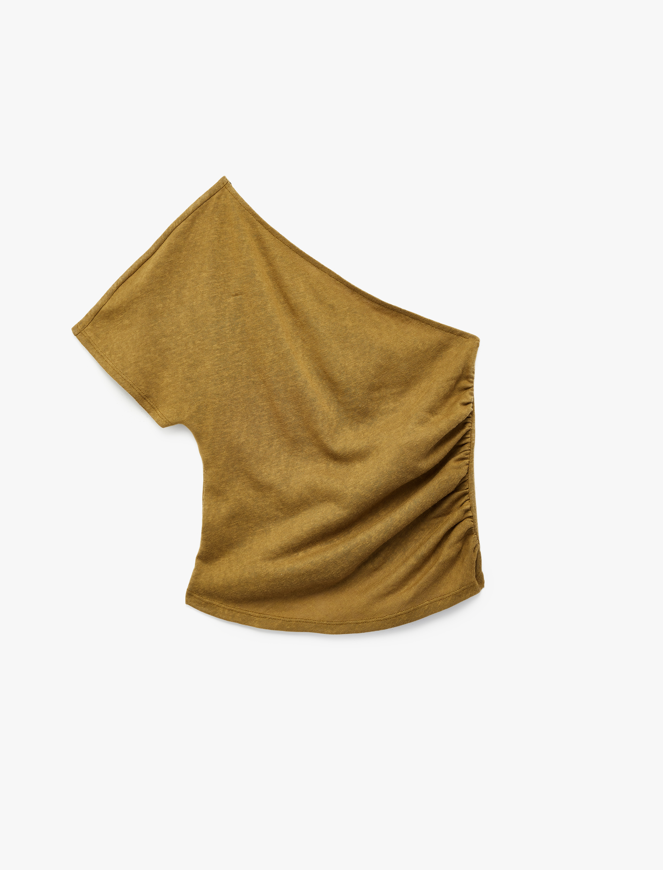   Regular Fit Drape Detaylı Asimetrik Yaka Tek Omuz Bluz