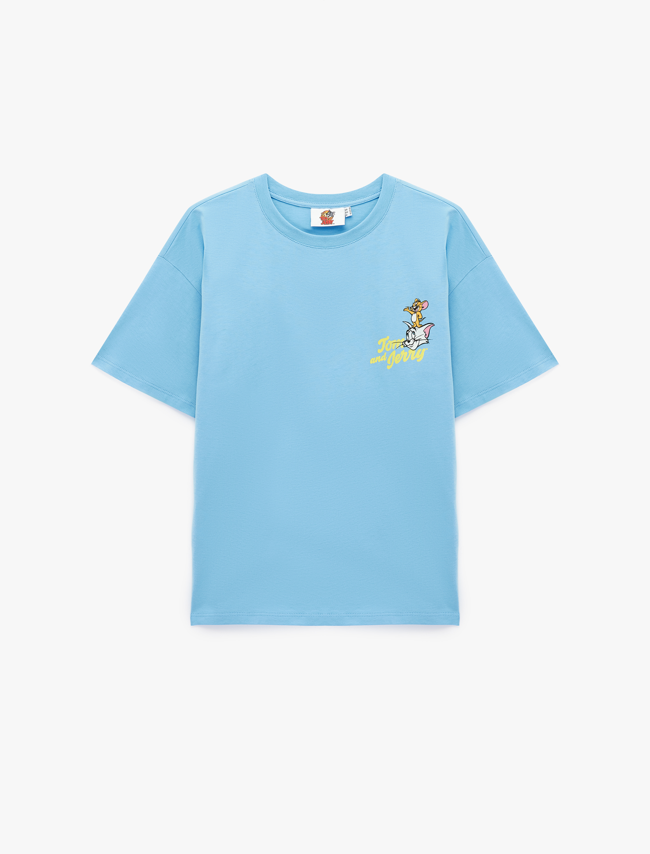  Tom ve Jerry Lisanslı Baskılı Rahat Kalıp Kısa Kollu Pamuklu Tişört