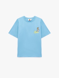 Tom ve Jerry Lisanslı Baskılı Rahat Kalıp Kısa Kollu Pamuklu Tişört