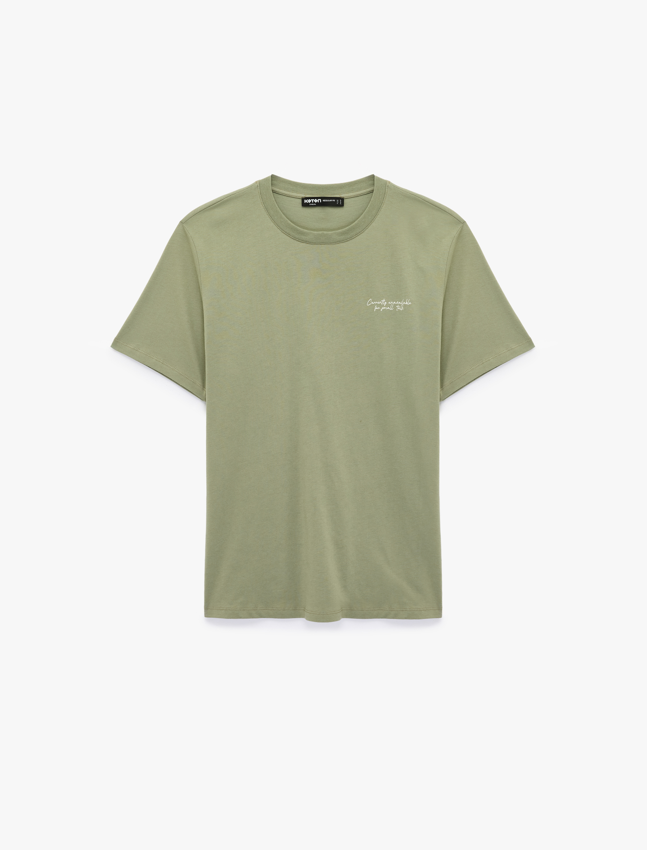   Pamuklu Kısa Kollu Bisiklet Yaka Arkası Baskılı Tişört