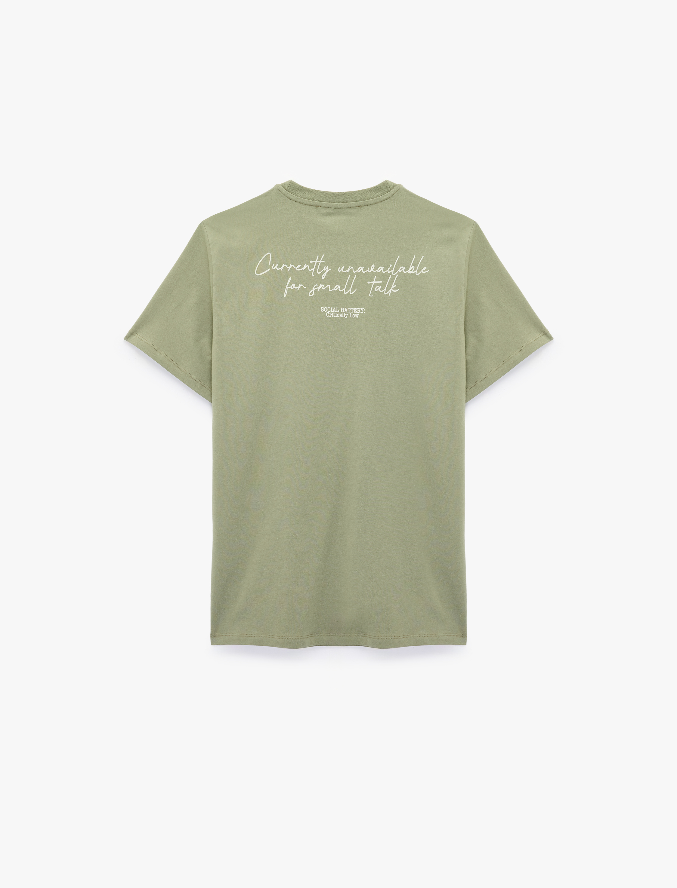   Pamuklu Kısa Kollu Bisiklet Yaka Arkası Baskılı Tişört