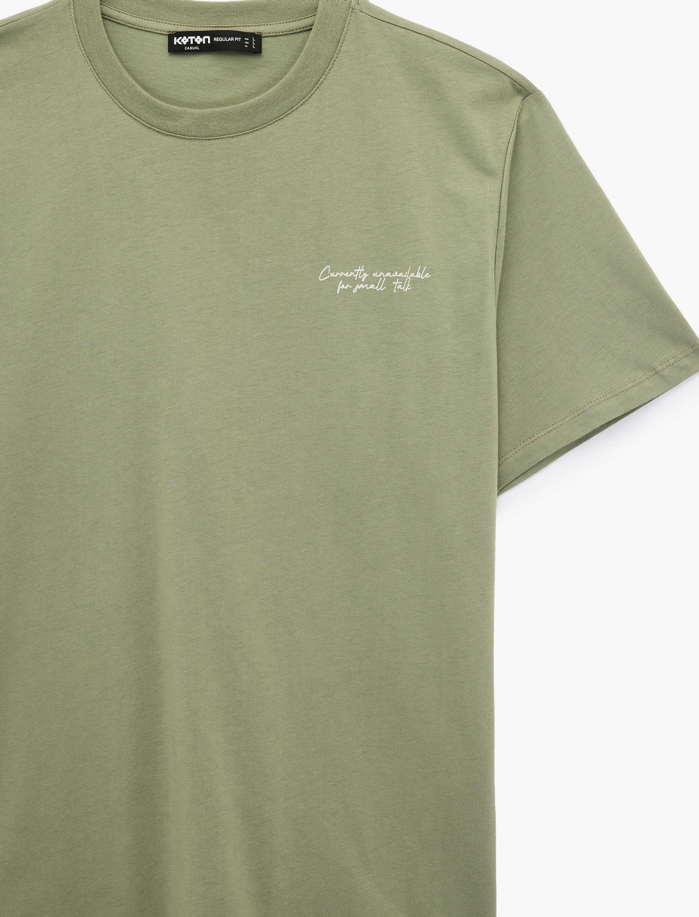   Pamuklu Kısa Kollu Bisiklet Yaka Arkası Baskılı Tişört